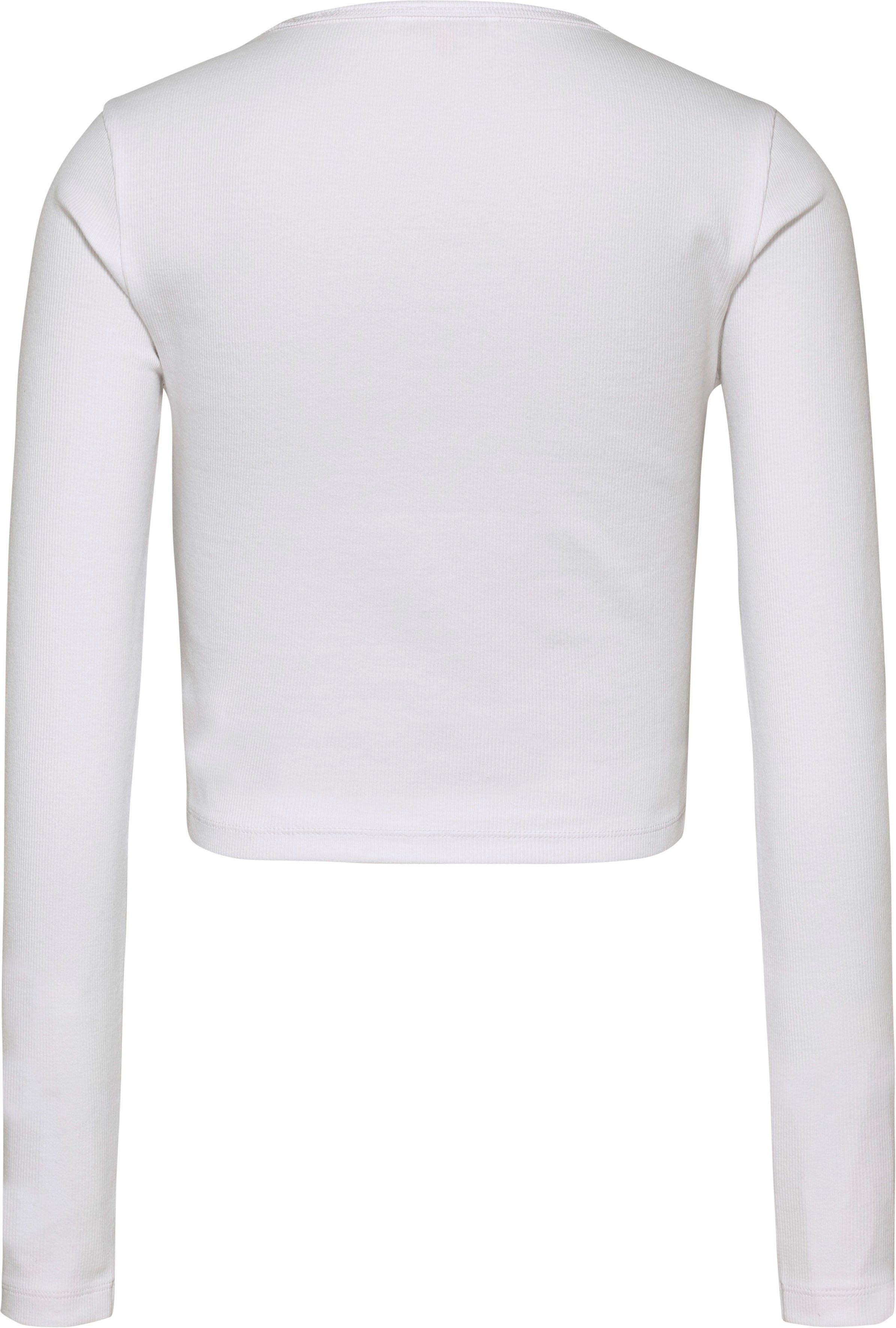 TOMMY JEANS Shirt met lange mouwen TJW BBY CRP ESSENTIAL RIB V LS met geborduurd tommy jeans merklabel