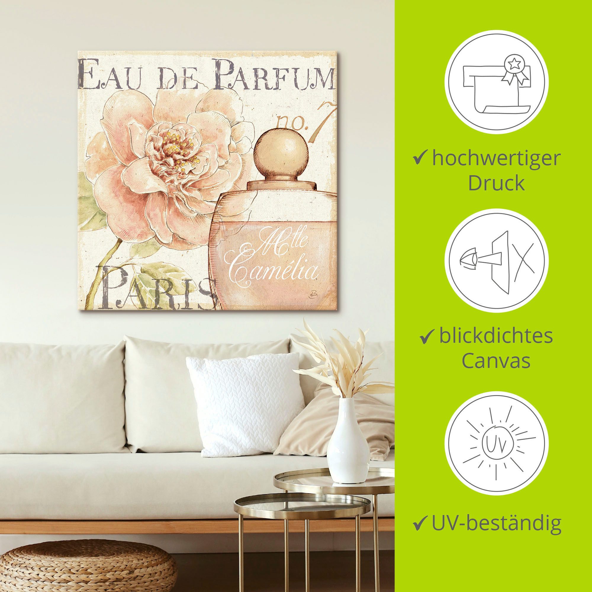 Artland Artprint op linnen Bloemen en parfum II gespannen op een spieraam