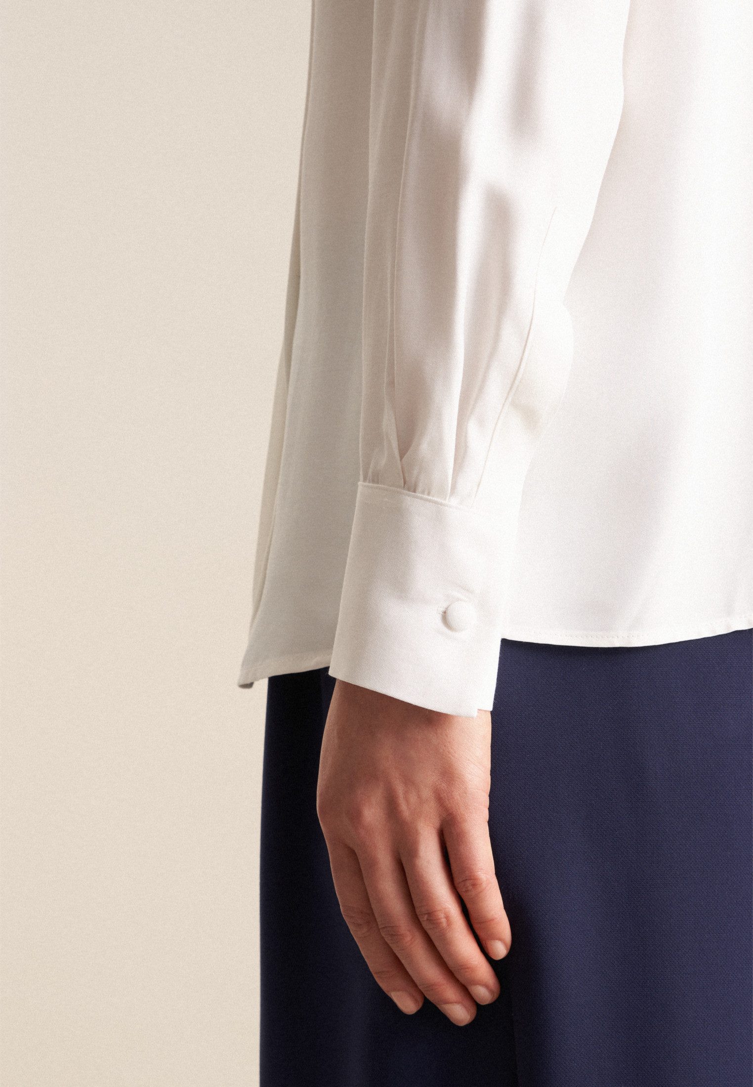 seidensticker Blouse met kraagstrik Zwarte roos Lange mouwen kraagstrik uni