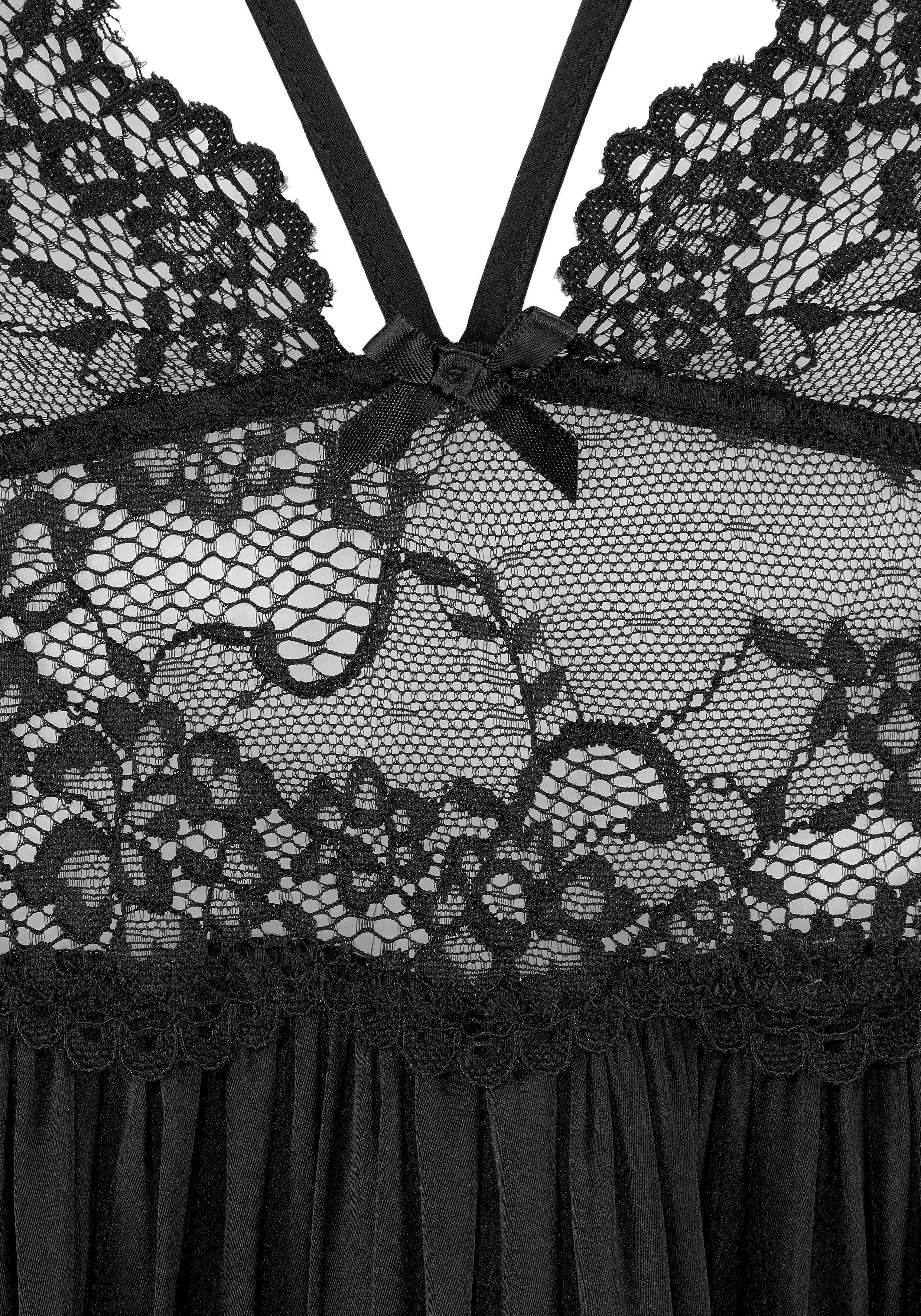 Lascana Negligé zonder beugel van edel kant en satijn, sexy lingerie, verleidelijke ondergoed