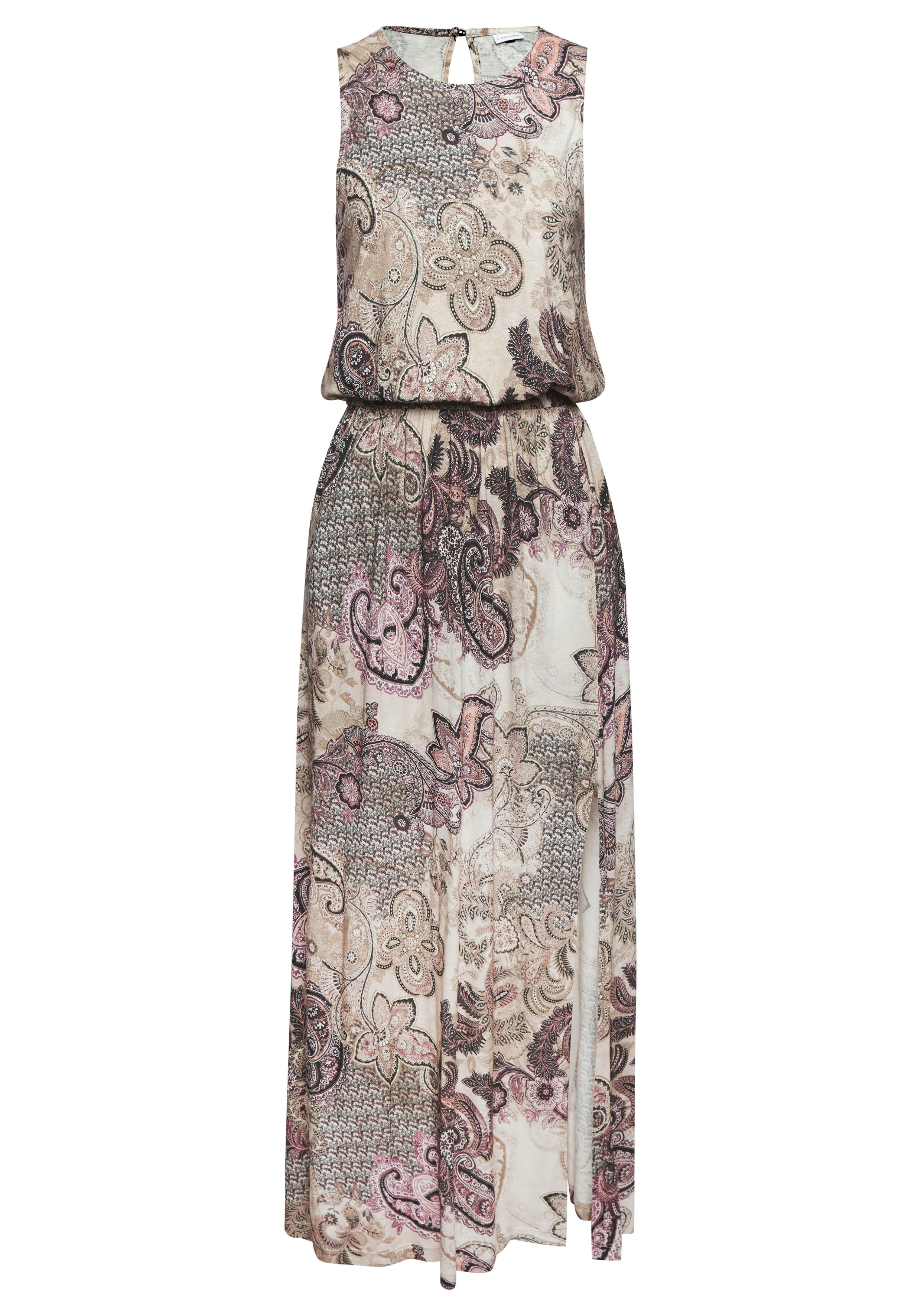 Lascana Maxi-jurk met paisley-print en split licht zomerjurk strandjurk
