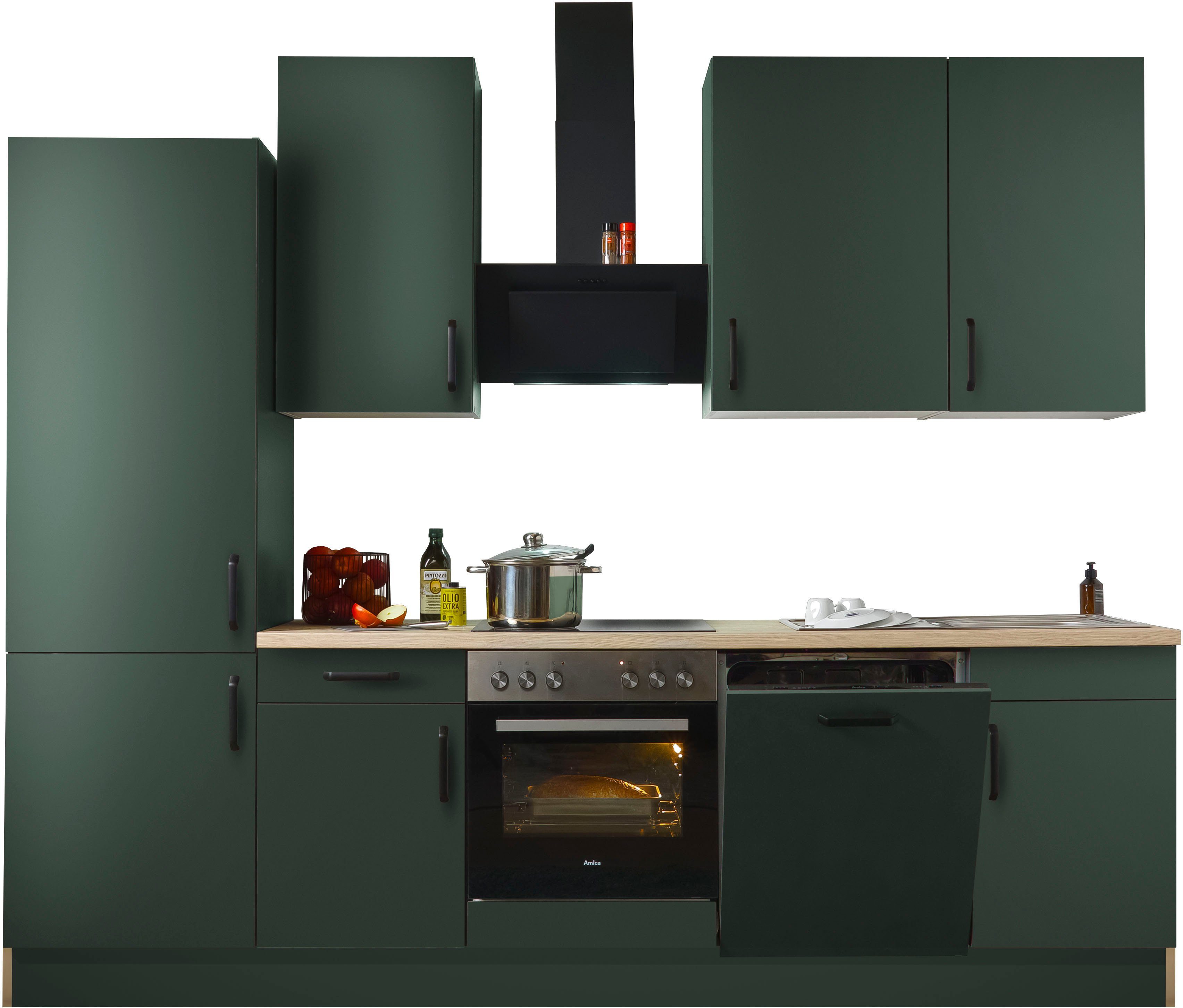 wiho Küchen Keukenblok "Simi", met verstelbare voeten, breedte 280 cm, keuze met elektrische apparaten, soft-close functie in lades & uittrekken