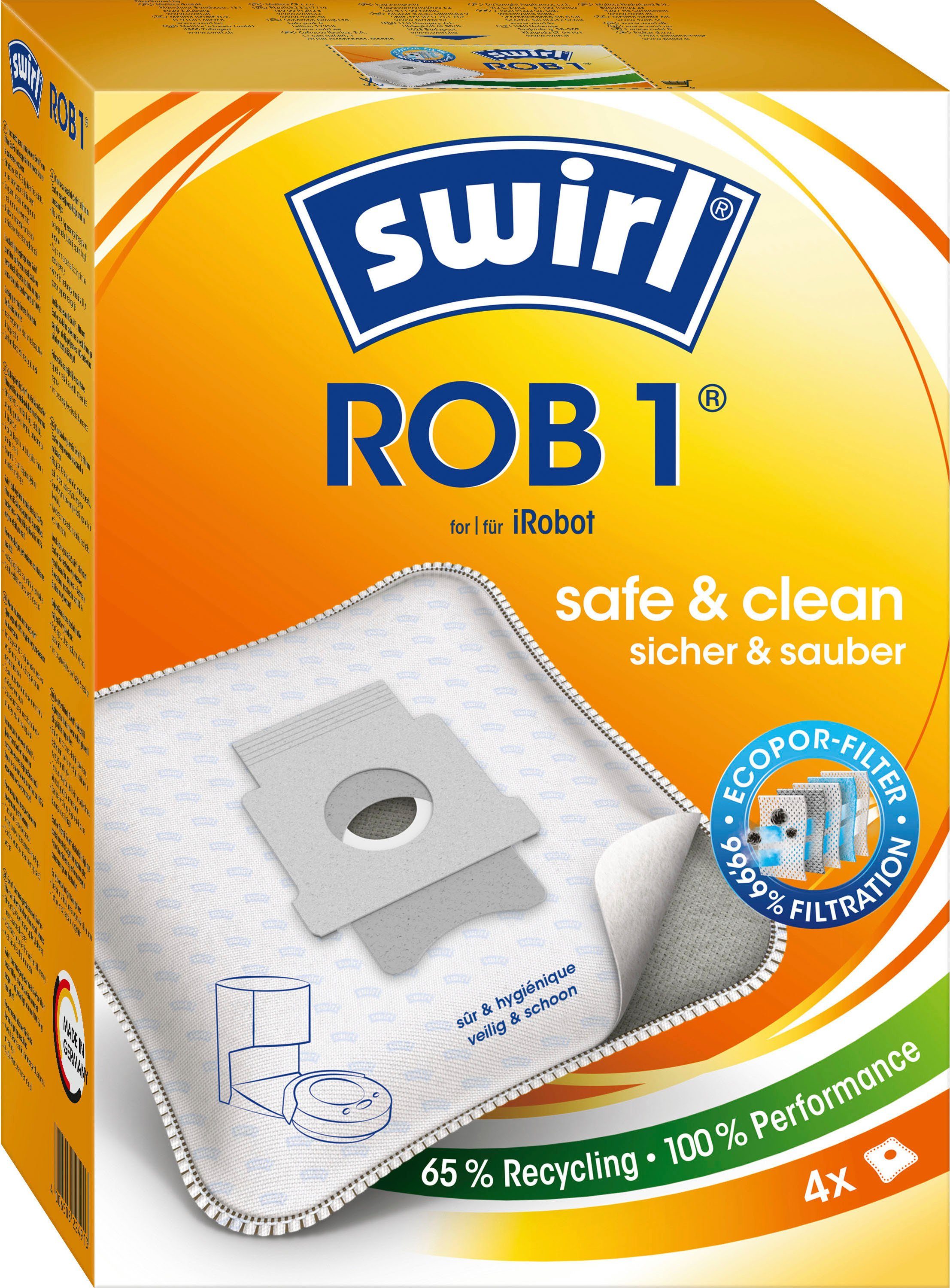 Swirl Stofzuigerzak ROB 1® voor irobot clean base automatisch basisstation, set van 4 (set)