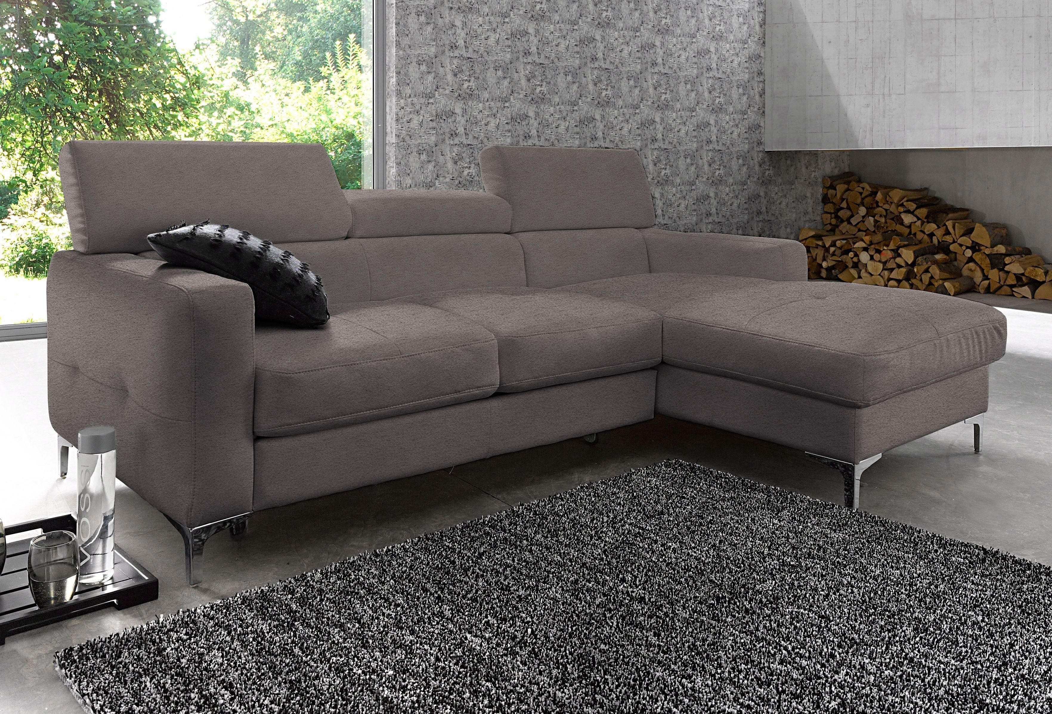 COTTA Zithoek Sammy L-vorm Set bestaande uit: hoekbank met hoofdverstelling & hocker (set) grijs, zithoeken, 226 cm
