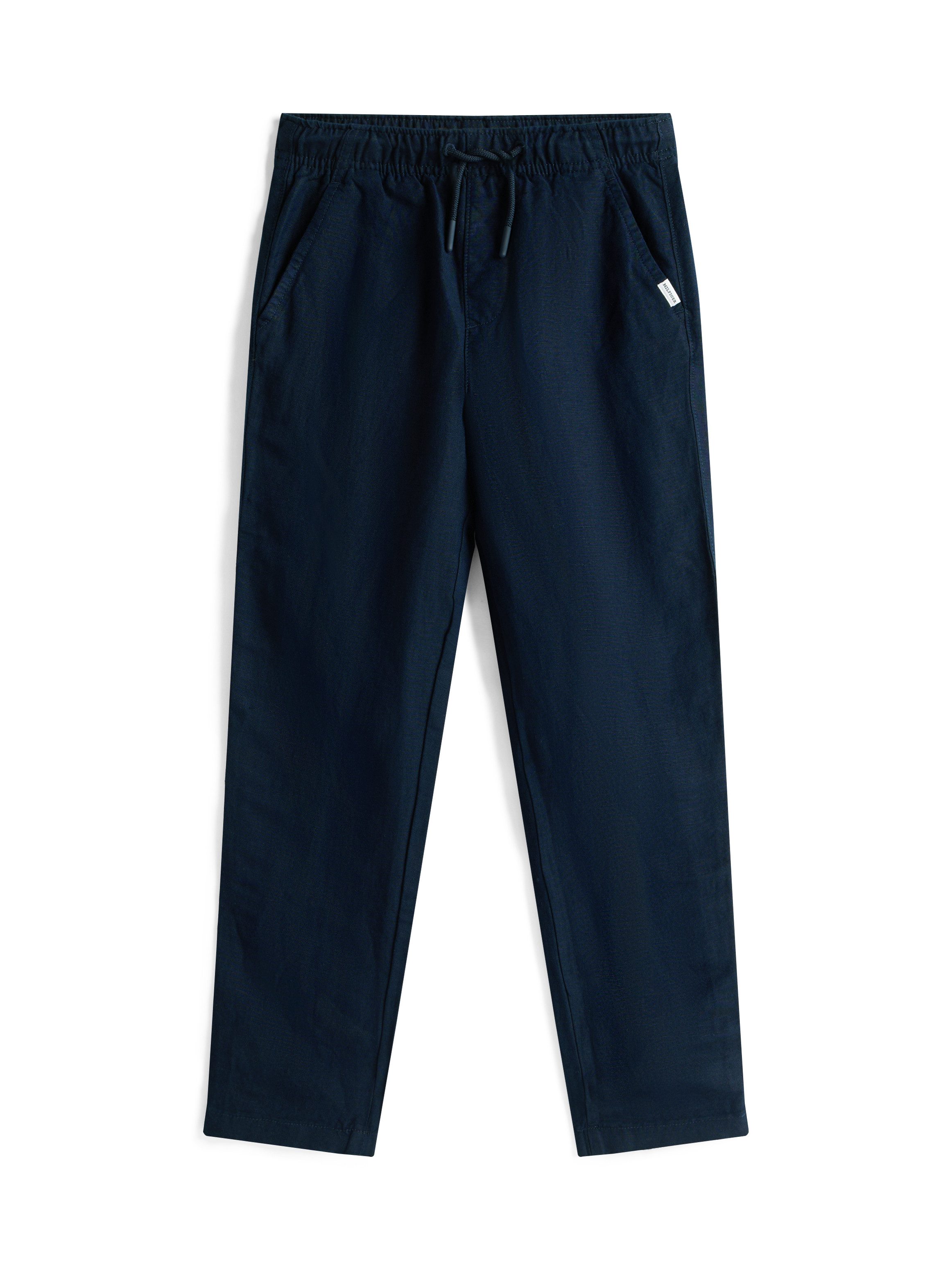 Tommy Hilfiger Geweven broek LINEN VISCOSE PANT met koord, logo borduursel
