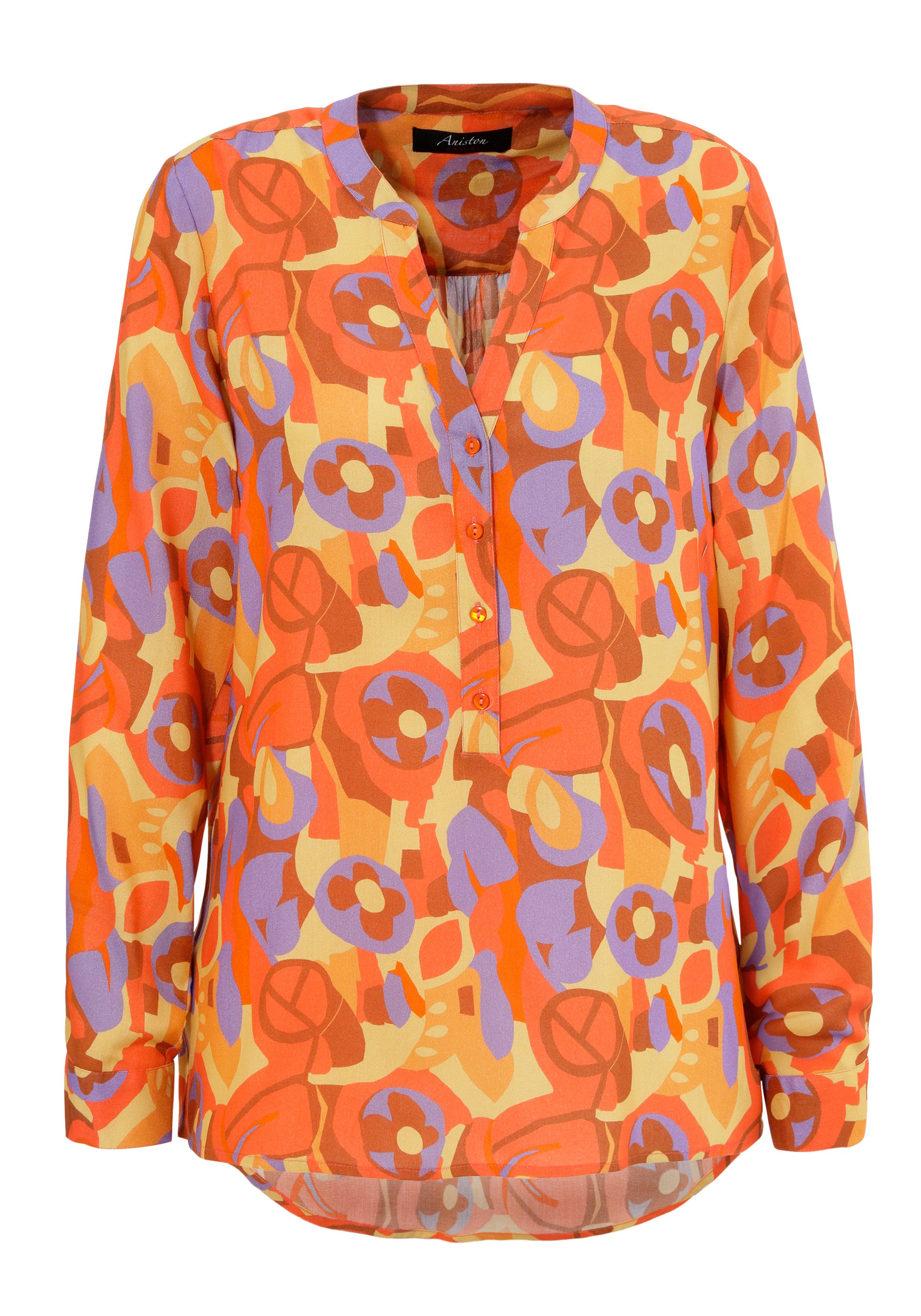 Aniston CASUAL Blouse zonder sluiting met extravagante, grafische print