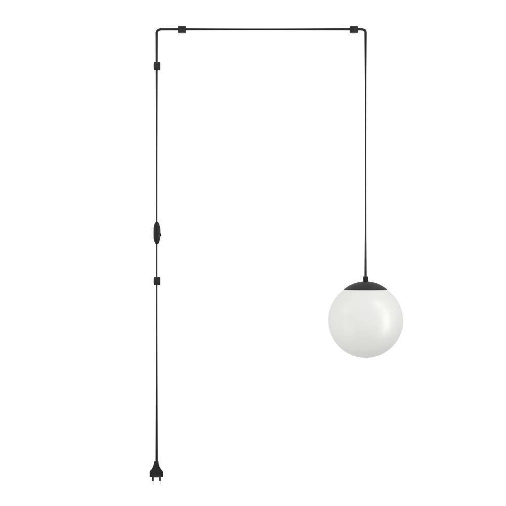EGLO Hanglamp Rondo 3 Hanglamp, eettafellamp van zwart metaal en wit glas, E27 (1 stuk)