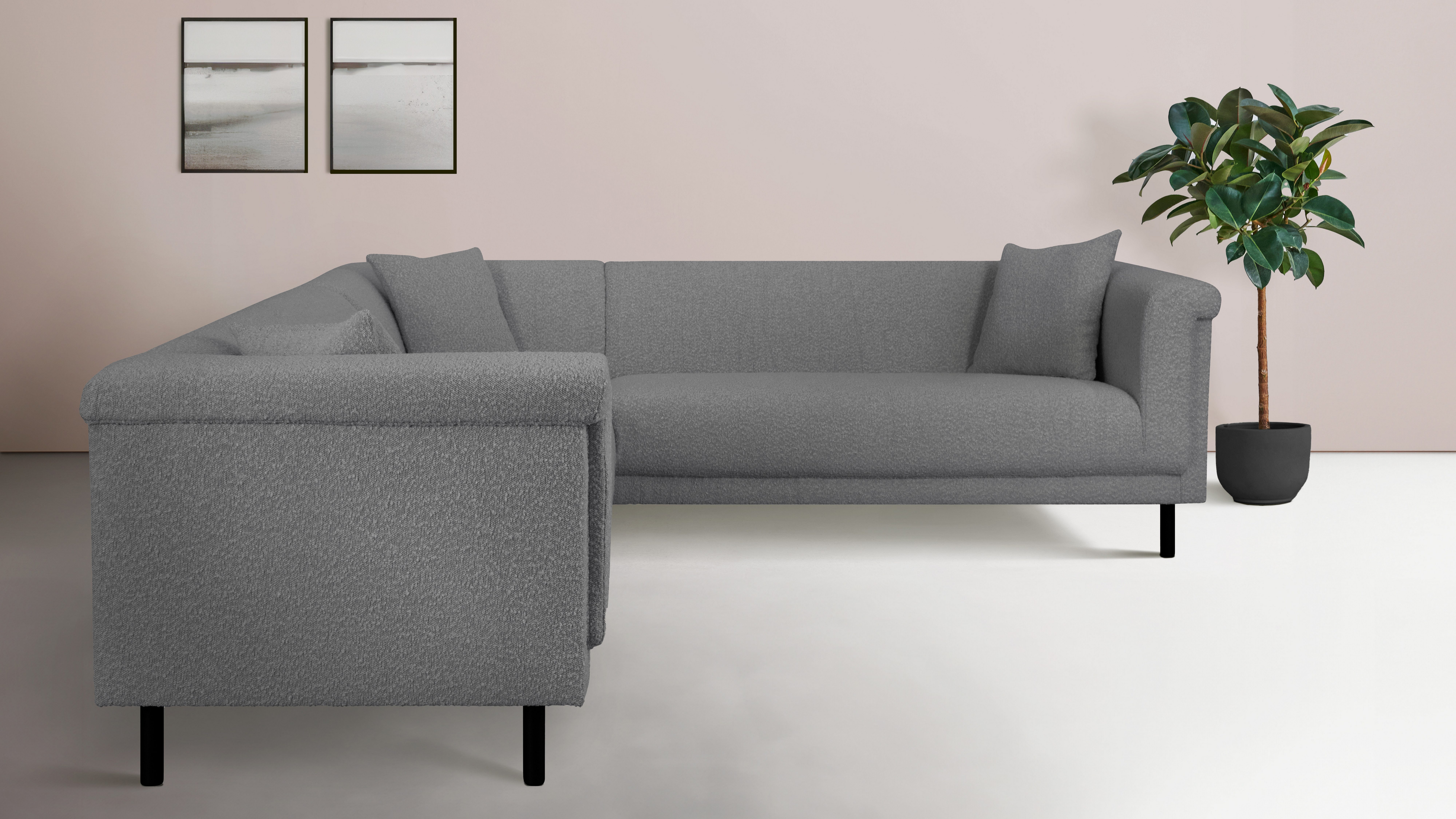 INOSIGN Hoekbank AGNIA L-vorm BxDxH: 244x244x71 cm incl. sierkussen, gelijkbenig, ook in cord
