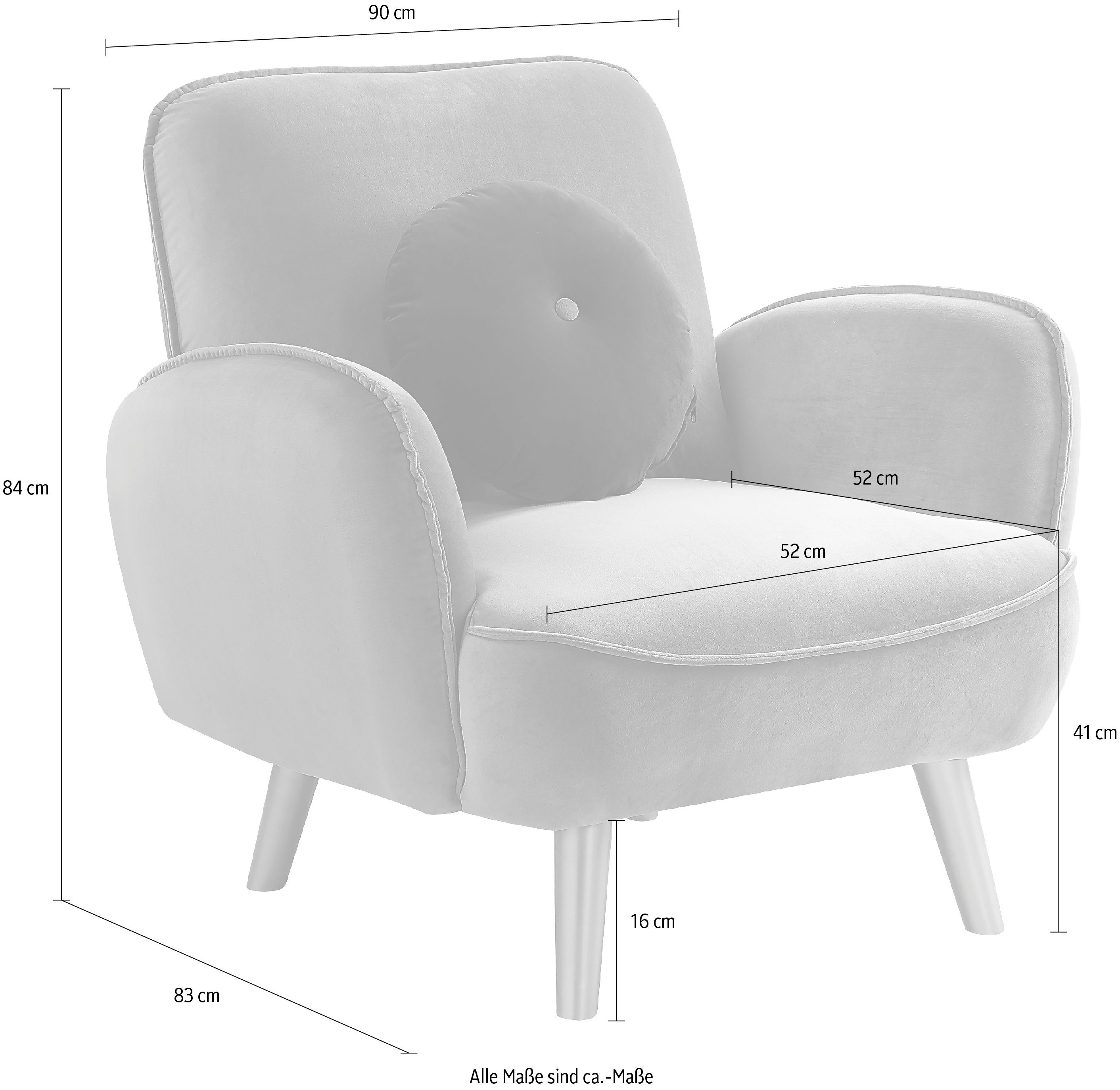 ATLANTIC home collection Fauteuil Ben met nosagvering, incl. sierkussens en goudkleurige massief houten poten