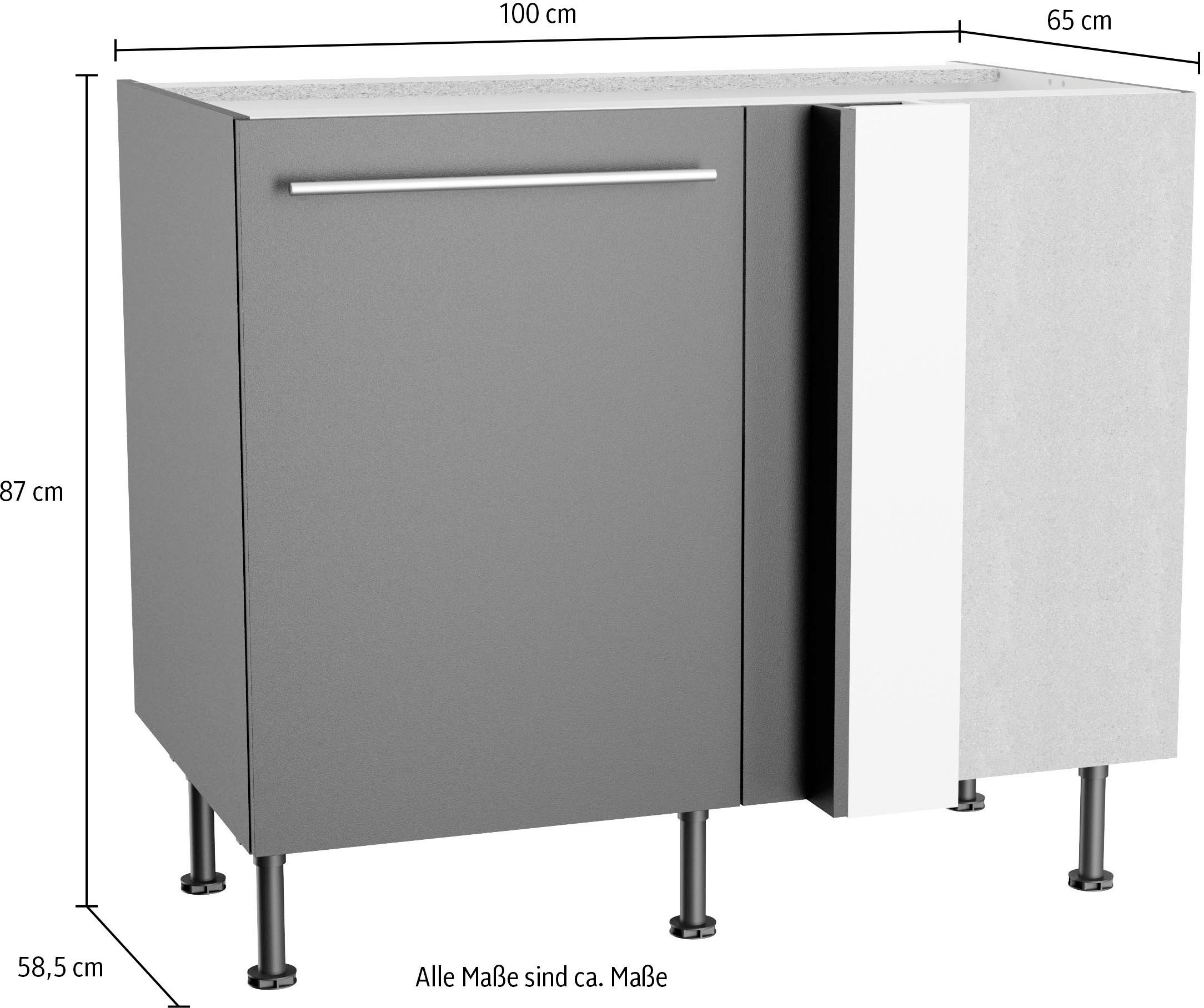 OPTIFIT Hoekonderkast Bern2 Breedte 100 x 65 cm, oplossing voor vaatwasser, 1 deur, 1 legplank