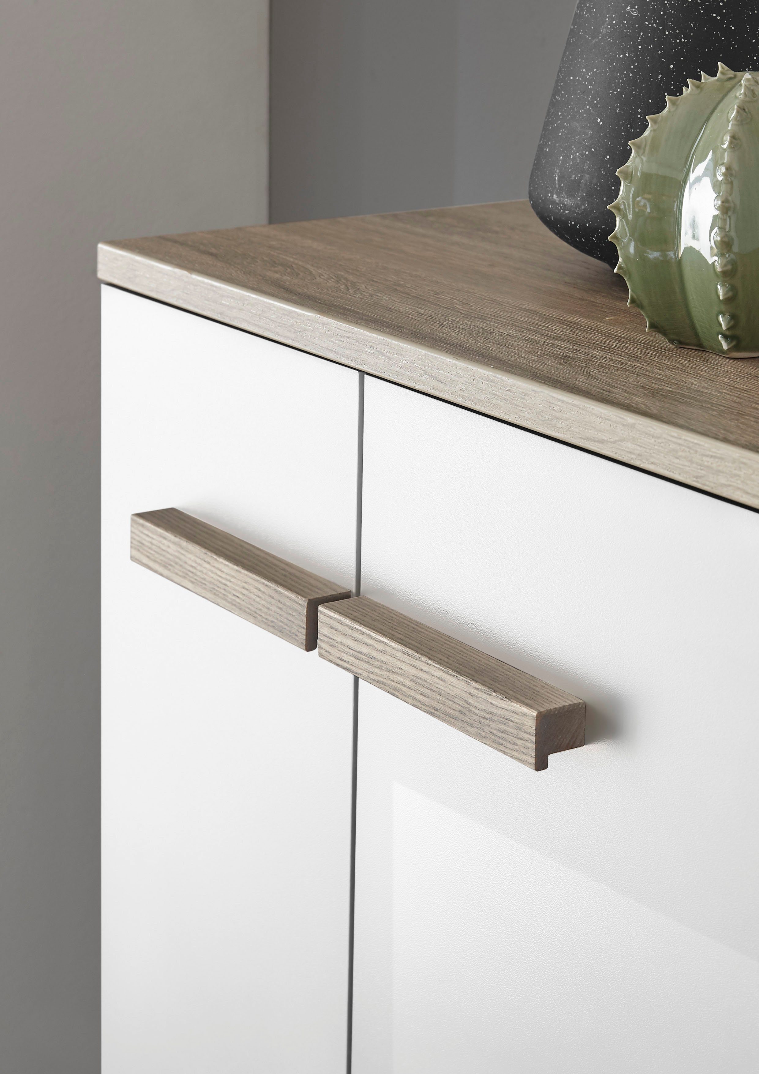 Places of Style Badkamerserie SOLiD, Badmöbel-Set, Bad im modernen Design, 3-teiliges Badezimmer Totale breedte 130 cm, wastafelonderkast met inbouw-wasbak, halfhoge kast (3-delig)