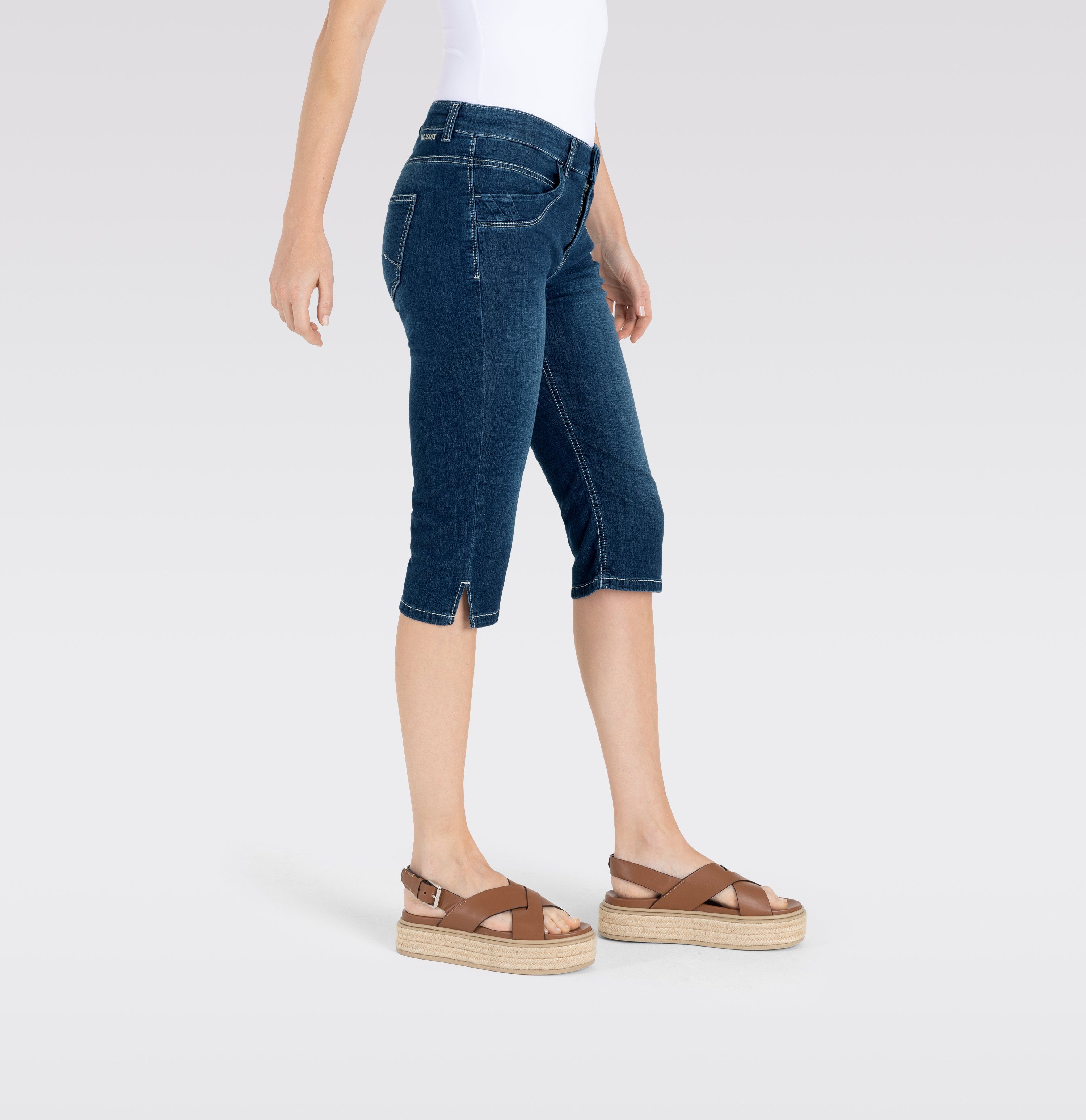 MAC Capri jeans Capri Ingelegde decoratieve plooien aan de zoom