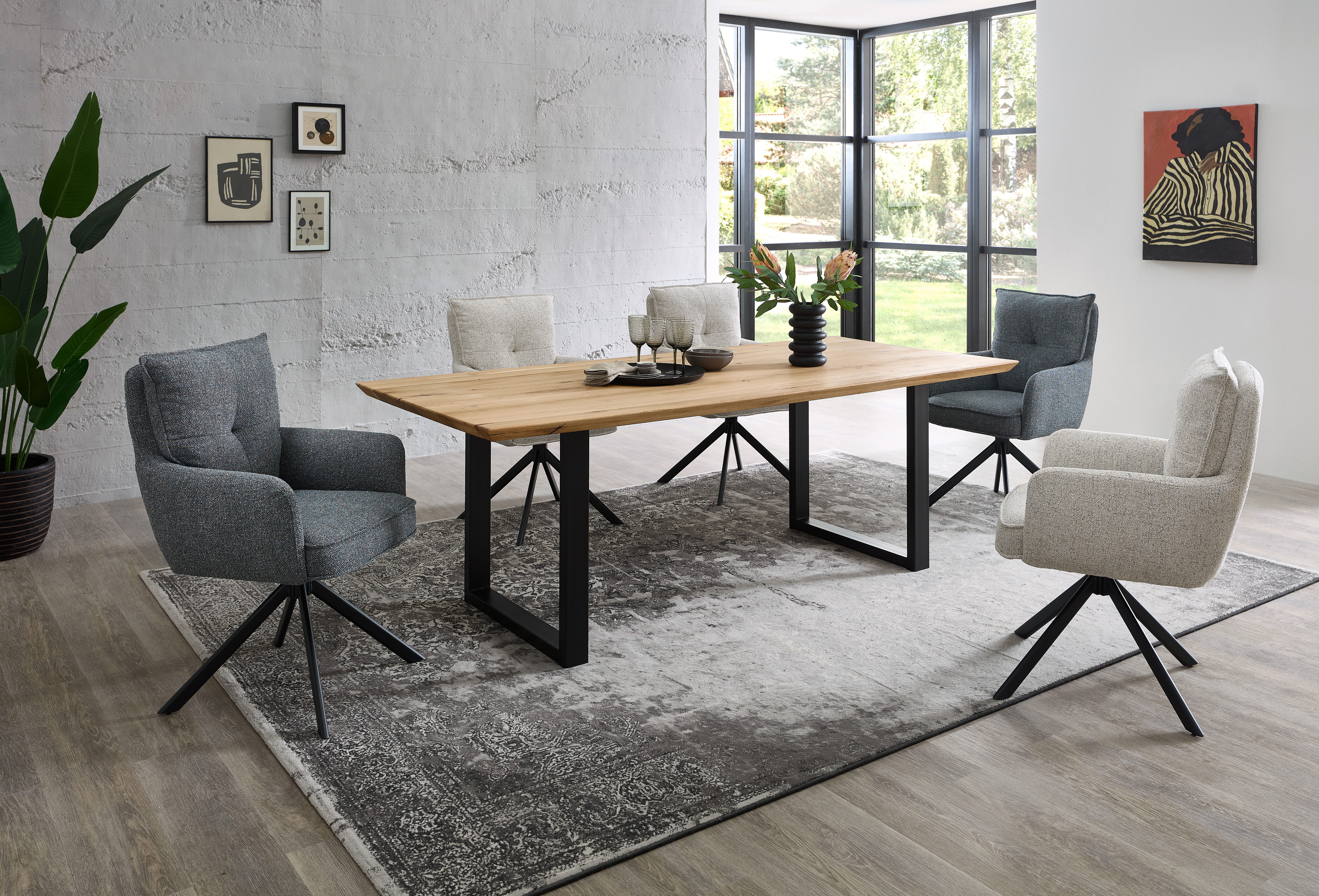 Stolkom Stoel met armleuningen Sofia young 180 graden draaibaar met auto-return, bonnellvering in de zitting (set, 2 stuks)