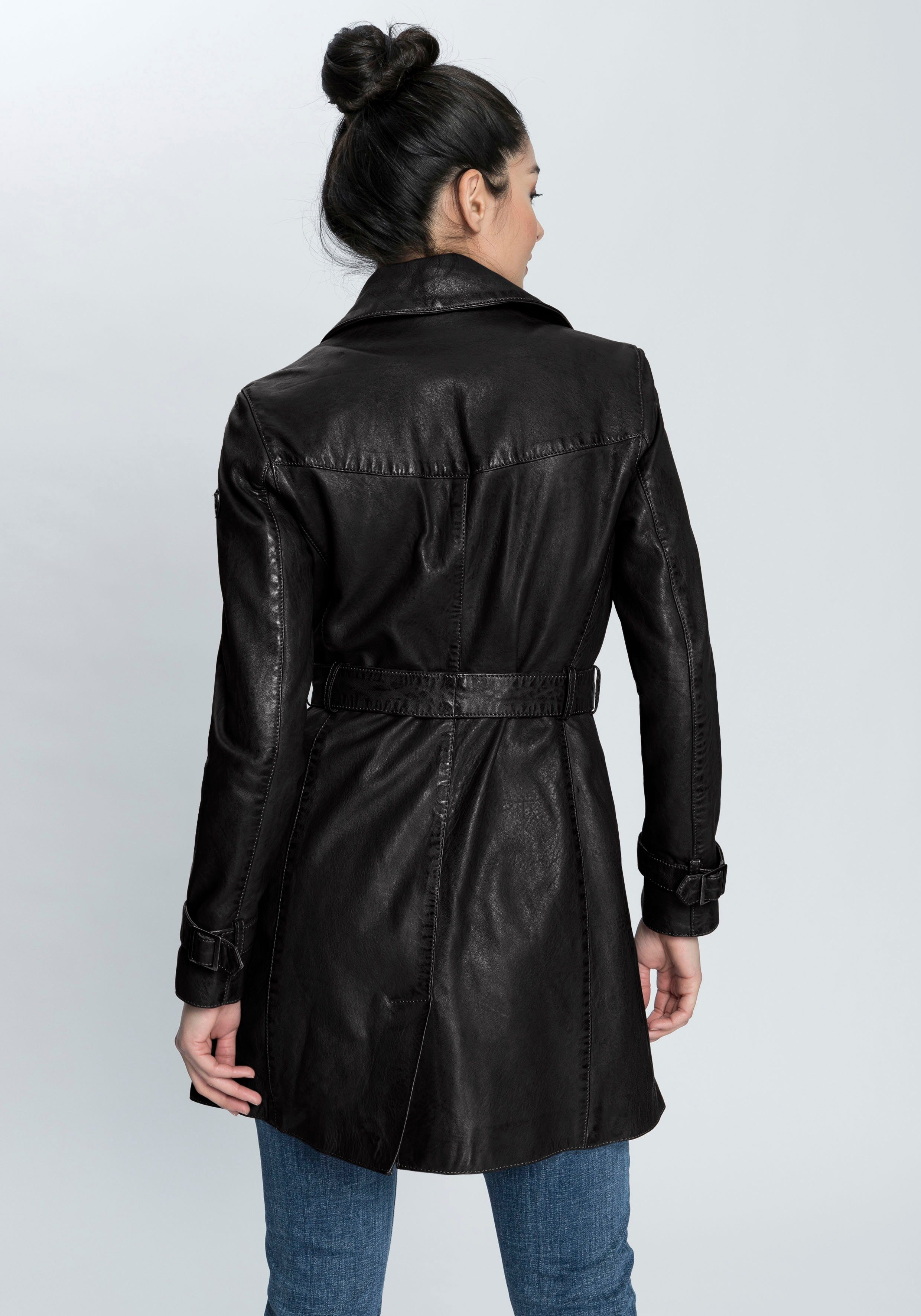 Mauritius Lange, leren jas GWTaresa Leren trenchcoat met strikriem (2-delig, Met een bindceintuur)