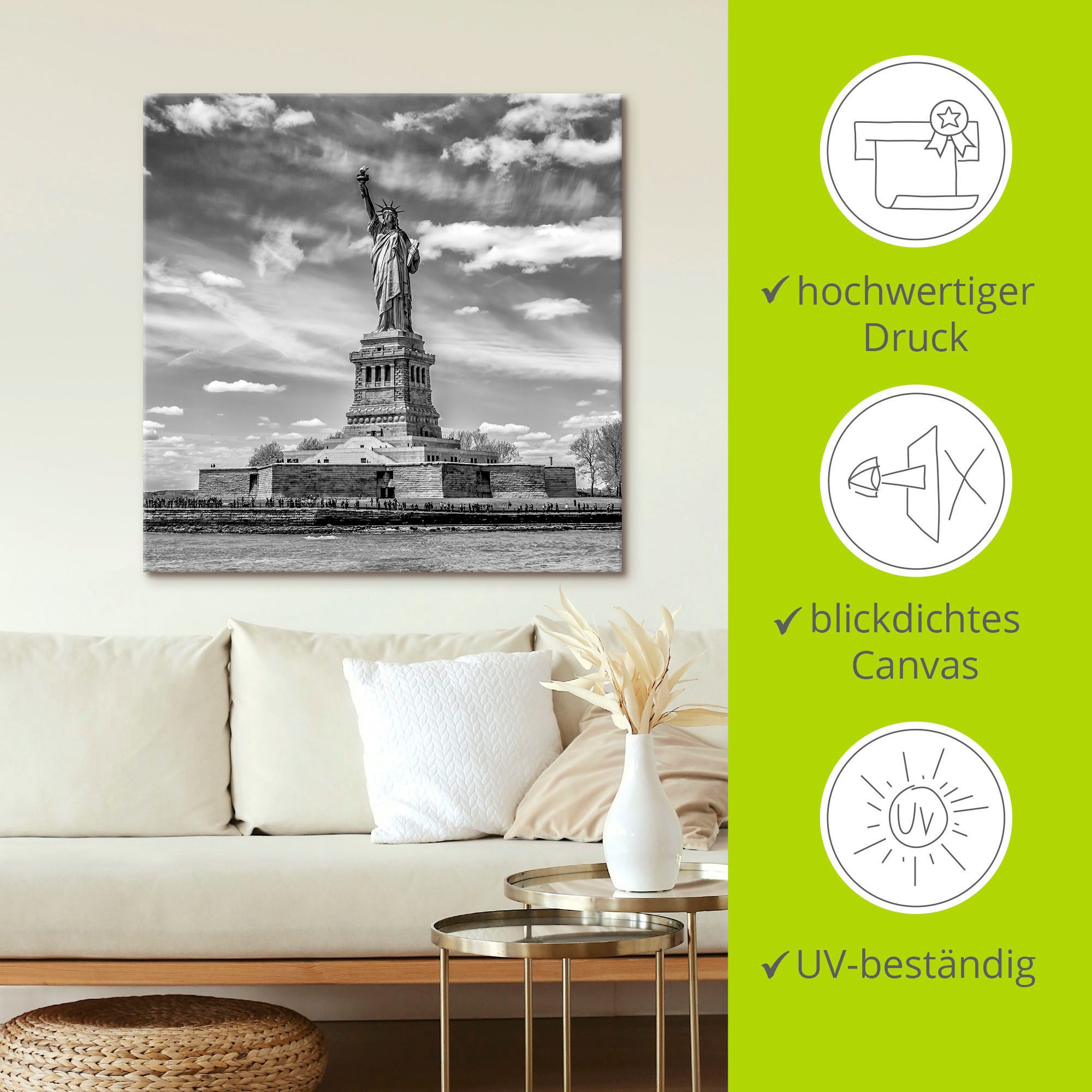 Artland Artprint New York City Vrijheidsbeeld als artprint van aluminium, artprint voor buiten, artprint op linnen, poster in verschillende maten. maten