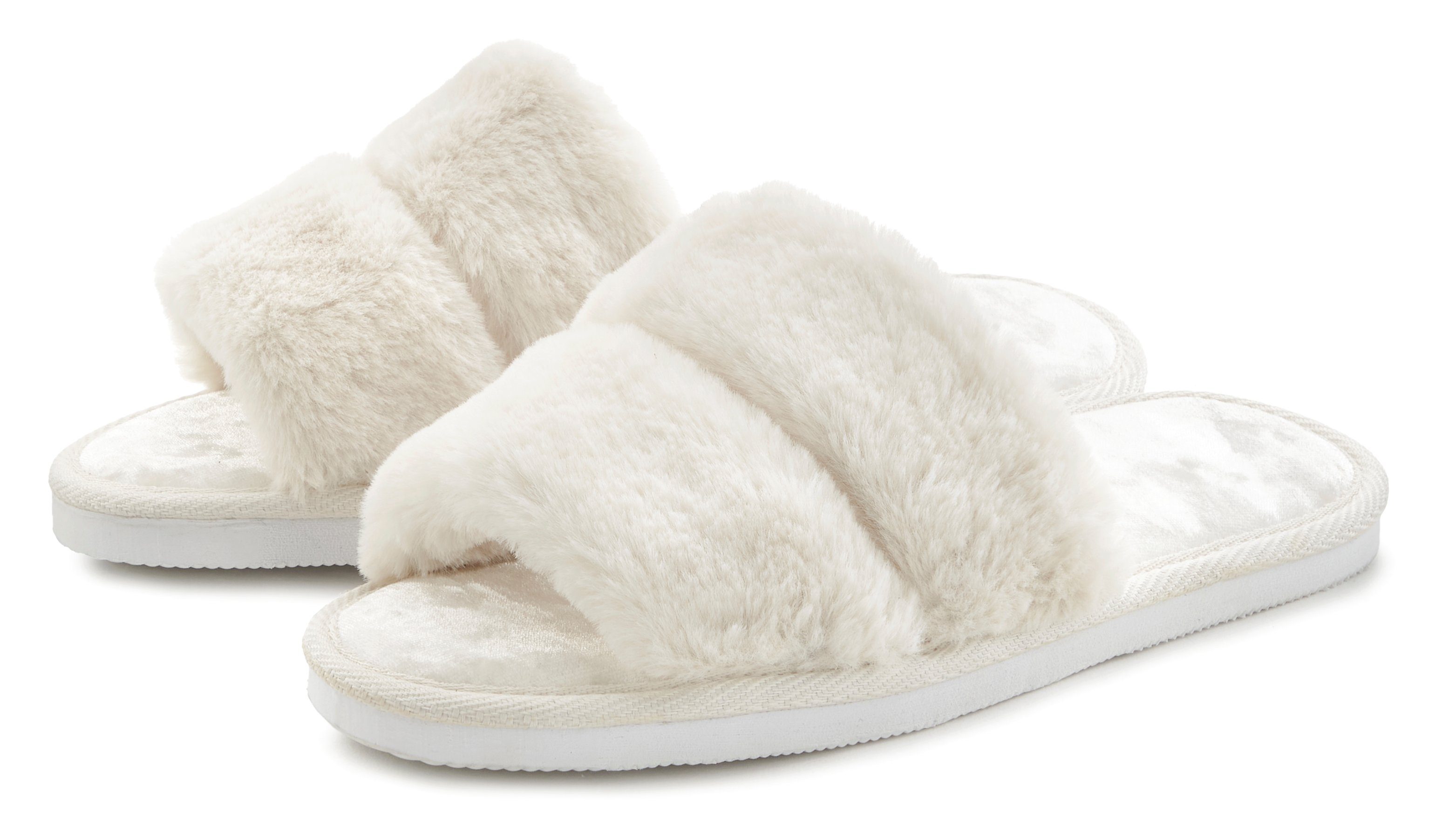 Vivance Pantoffels Pantolette pluche pantoffels mule open schoen VEGAN