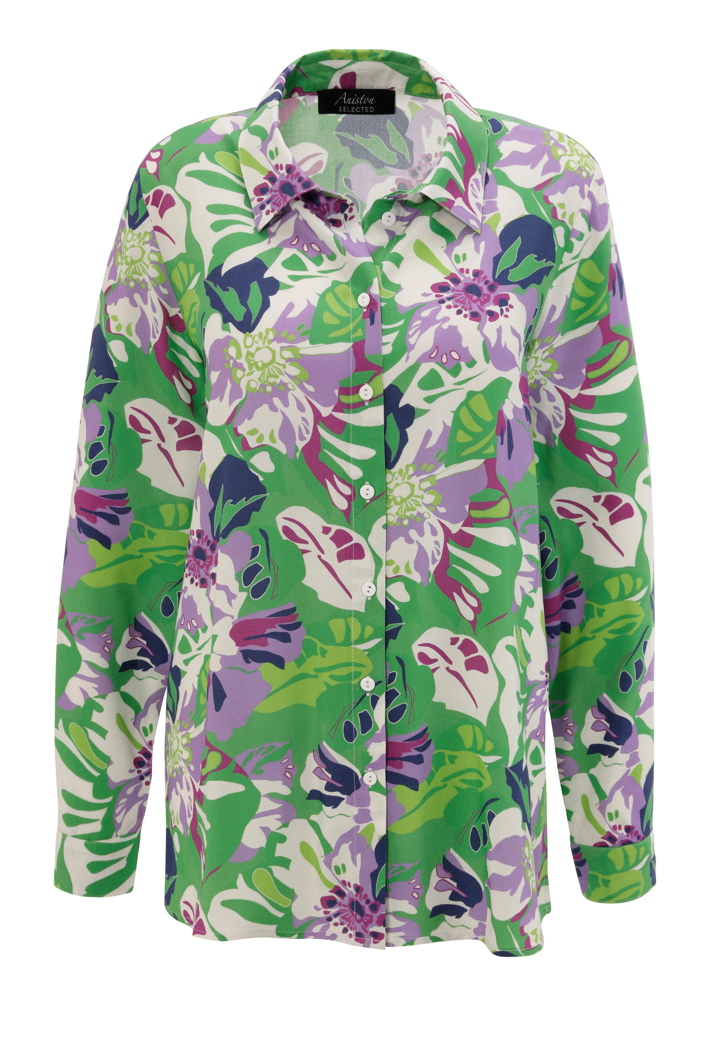 Aniston SELECTED Overhemdblouse met kleurharmonische bloemen- en bladerenprint - nieuwe collectie