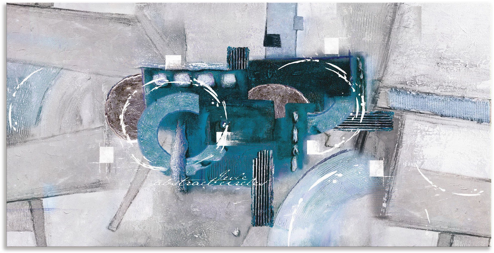 Artland Artprint Abstracte blauwe rondjes als artprint van aluminium, artprint voor buiten, artprint op linnen, poster, muursticker