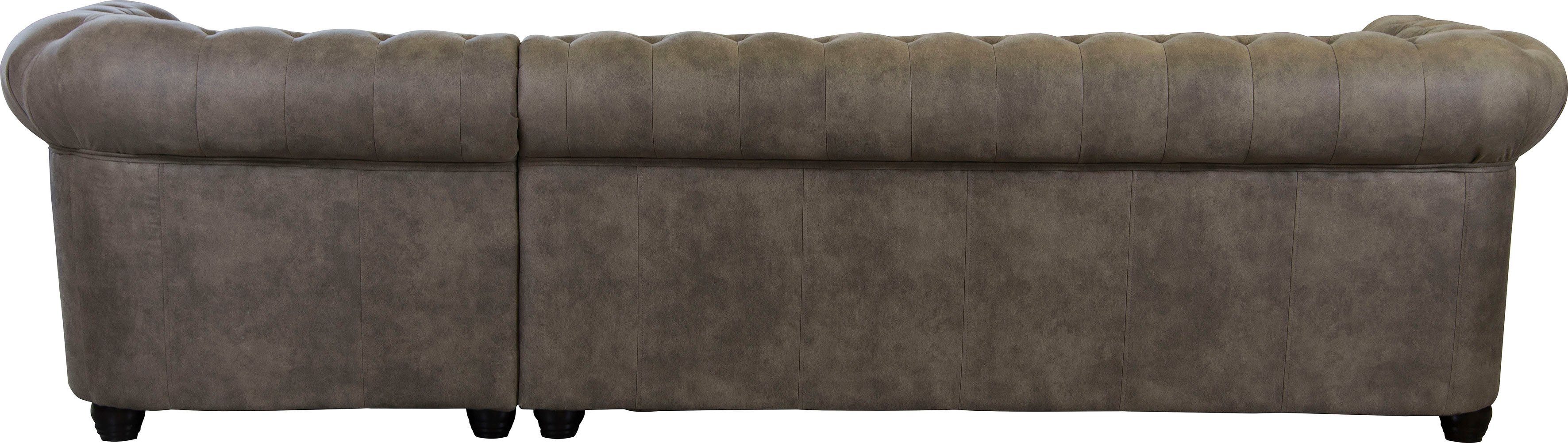 Home affaire Chesterfield-bank Rysum L-vorm Chesterfield-look met afsluitende ottomane