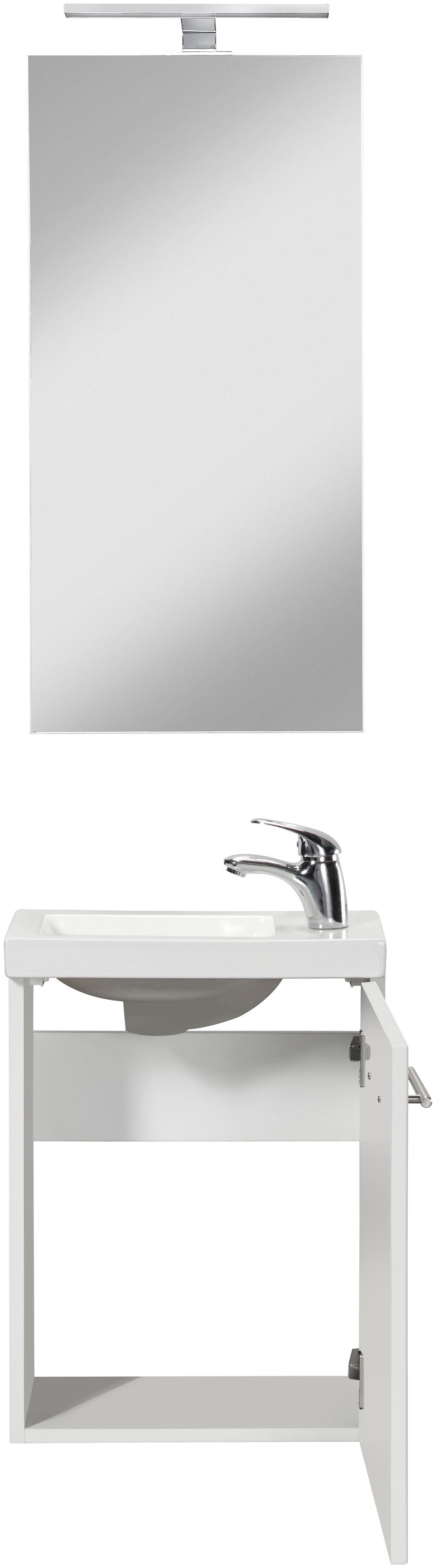 welltime Wastafelmeubel Trento Badkamermeubel breedte 40 cm, gastenbadkamer SlimLine tweede toilet (set, 4-delig)