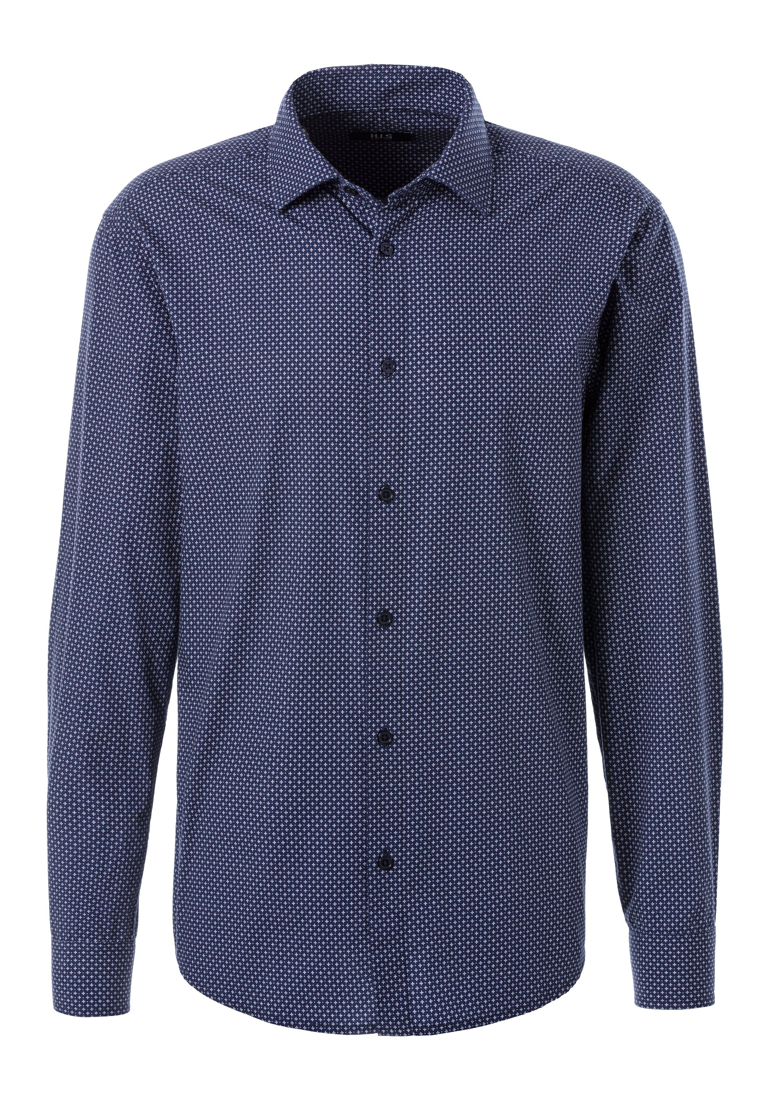 H.I.S Overhemd met lange mouwen Regular fit met haifiskraag en all-over print van zuiver katoen
