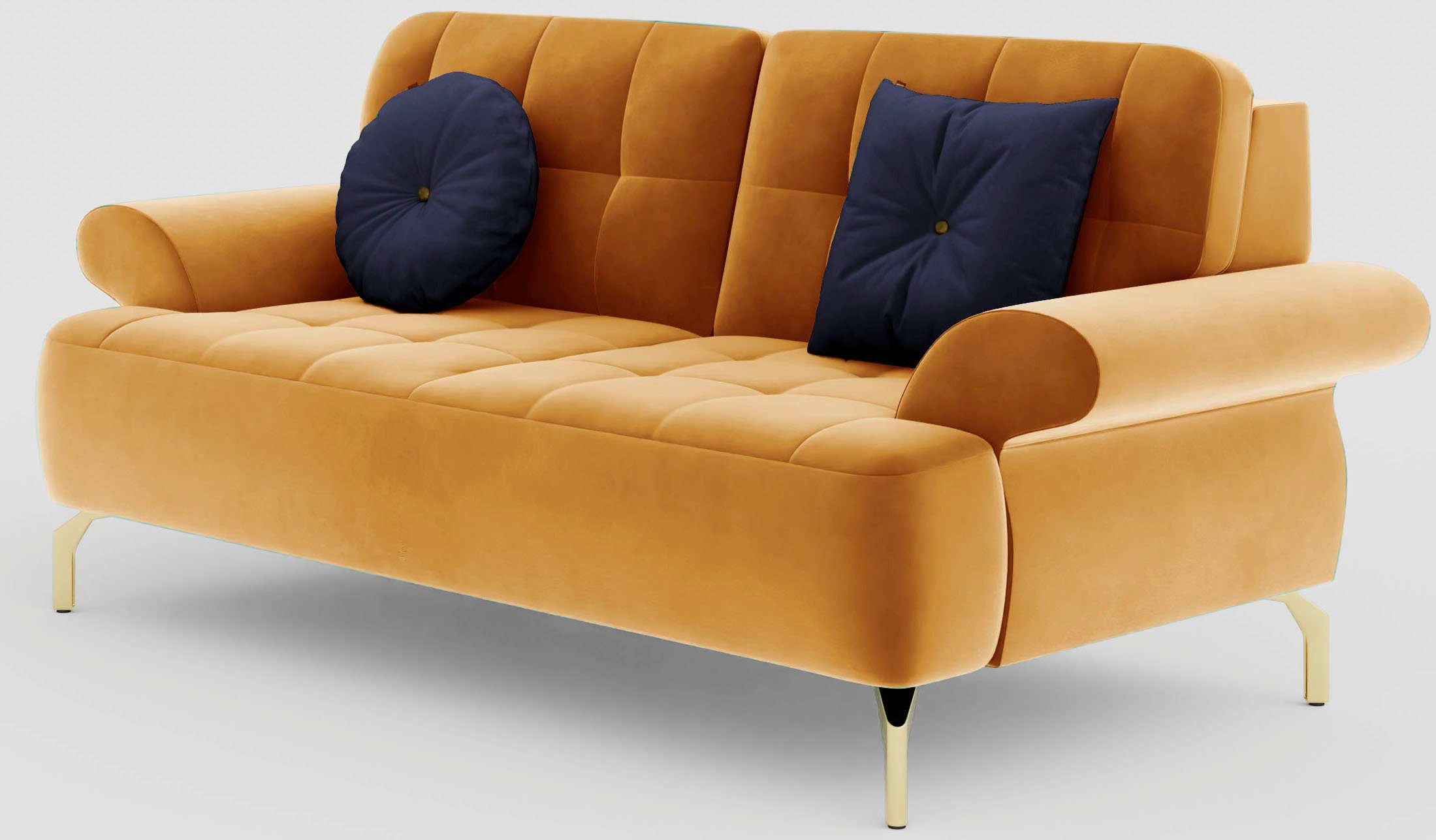 sit&more 2-zitsbank Orient 1 incl. 2 sierkussens met strassteentjes, goudkleurige metalen poten