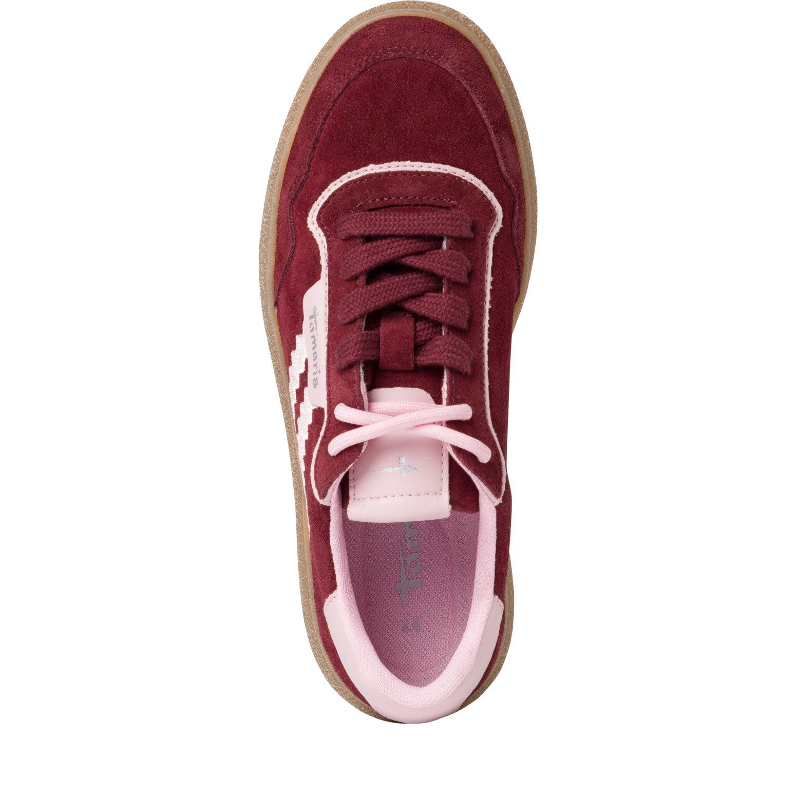 Tamaris Plateausneakers vrijetijdsschoen, lage schoen, veterschoen met contrast bies