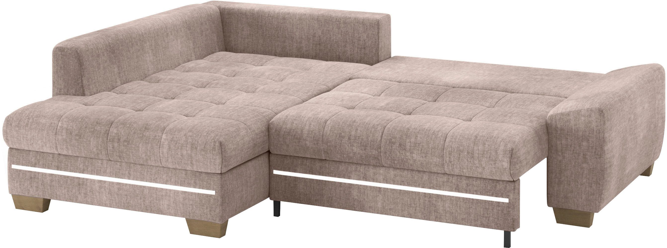 Mr. Couch Hoekbank Nikita II, L-vorm met koudschuim, rgb-led-verlichting, optioneel met bed, bedlade