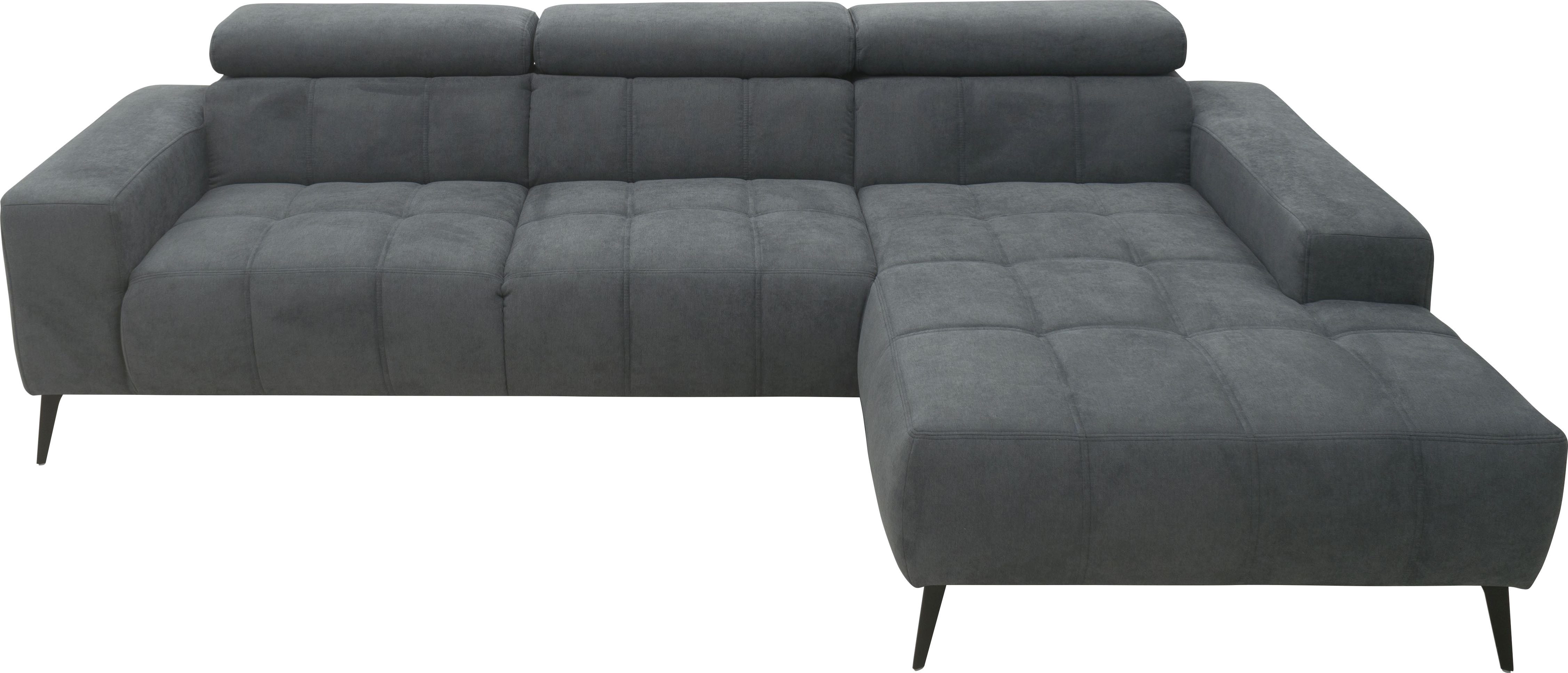 DOMO collection Hoekbank Trento L-vorm, met sledevoet of enkele voet naar keuze met verstelbare hoofdsteun, récamier links/rechts bestelbaar