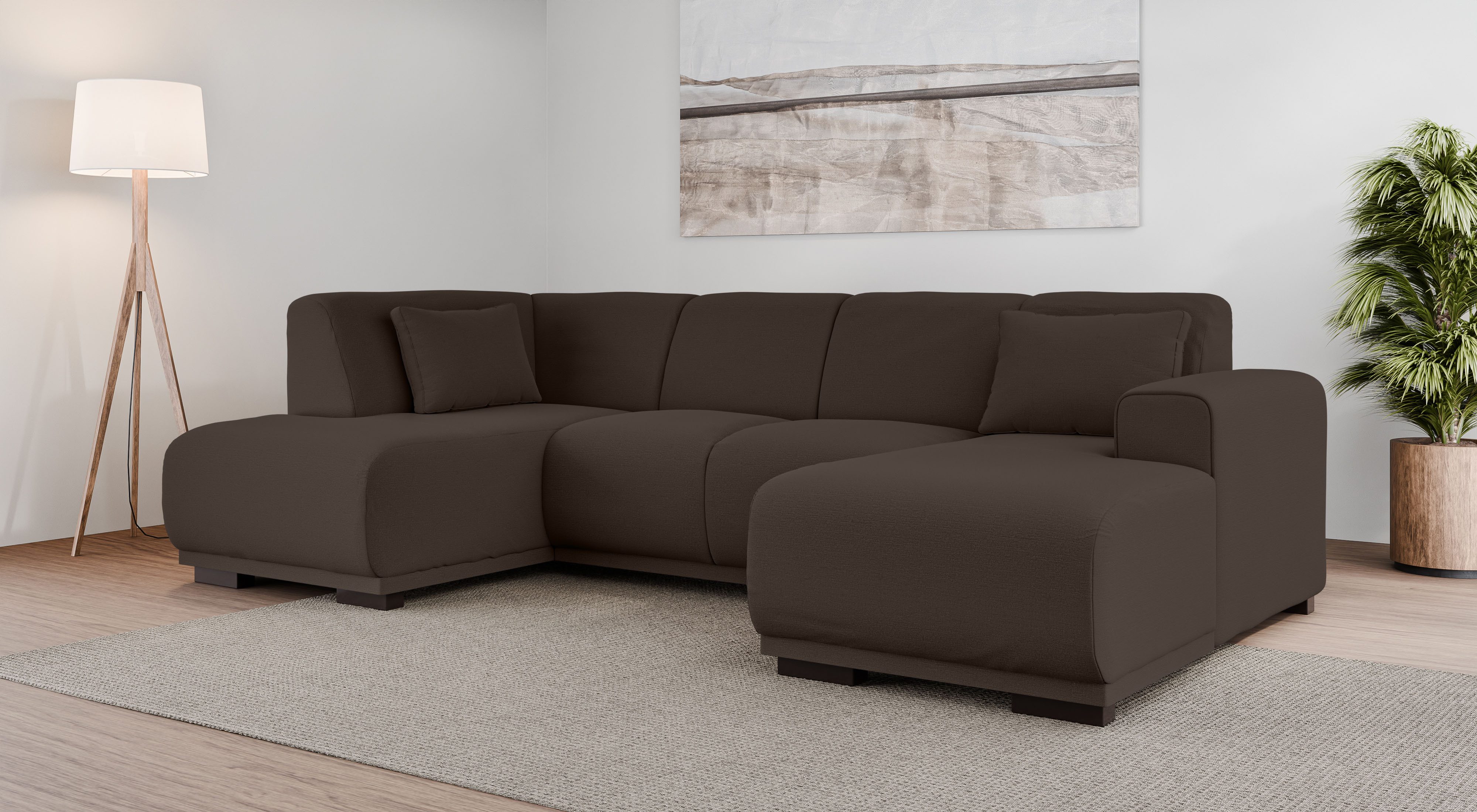 Home affaire Zithoek BORNHOLM U-vorm met chaise longue rechts/links, B/D/H: 300/162/85 cm U-vorm met golvende ondervering, chaise longue rechts of