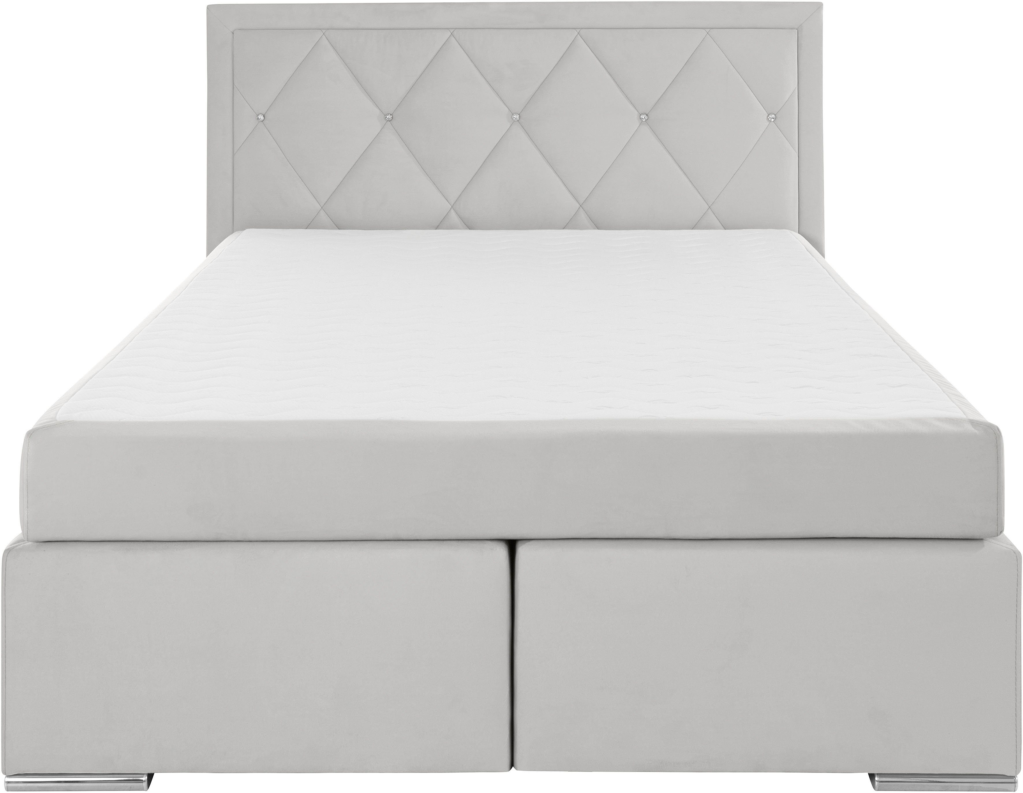 Leonique Boxspring Alfie, bestseller, optioneel met bedlade met strassteentjes in het hoofdbord, h2, h3 en h4 ter keuze