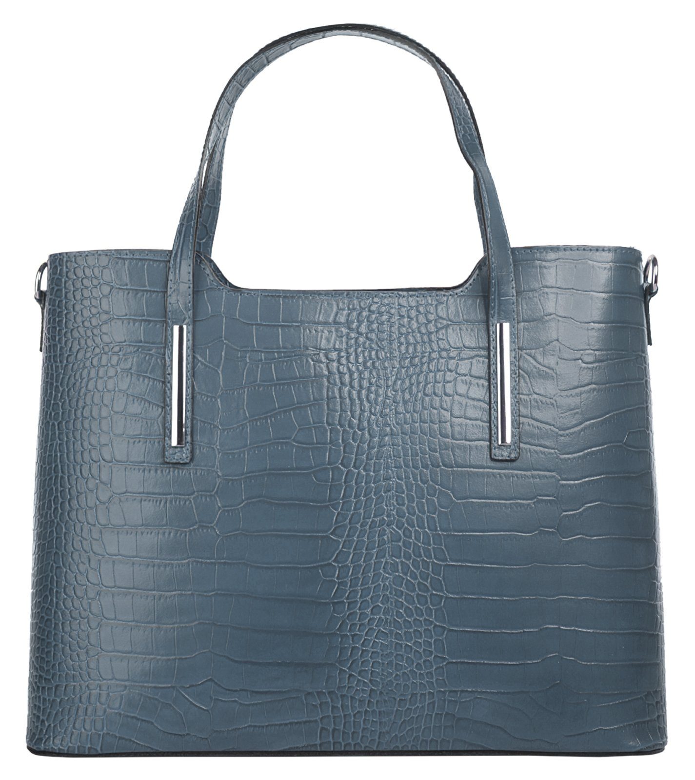 Cluty Tas echt leer, made in italy dames tassen maat 29 cm blauw