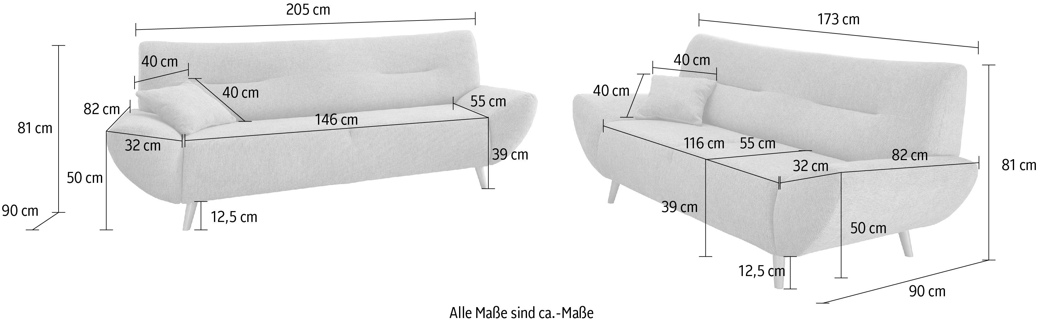 INOSIGN Zithoek Drago, modern en tijdloos, actuele vormtaal, comfortabel leverbaar als fauteuil/hoekbank, diverse stoffen, incl. 2 sierkussens (set, 2-delig)