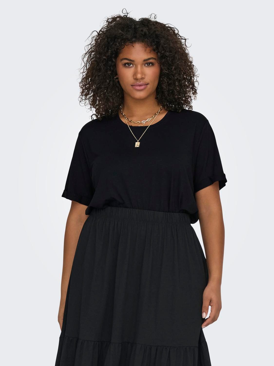 ONLY CARMAKOMA Shirt met korte mouwen CARMOSTER S/S FOLD UP TOP JRS NOOS