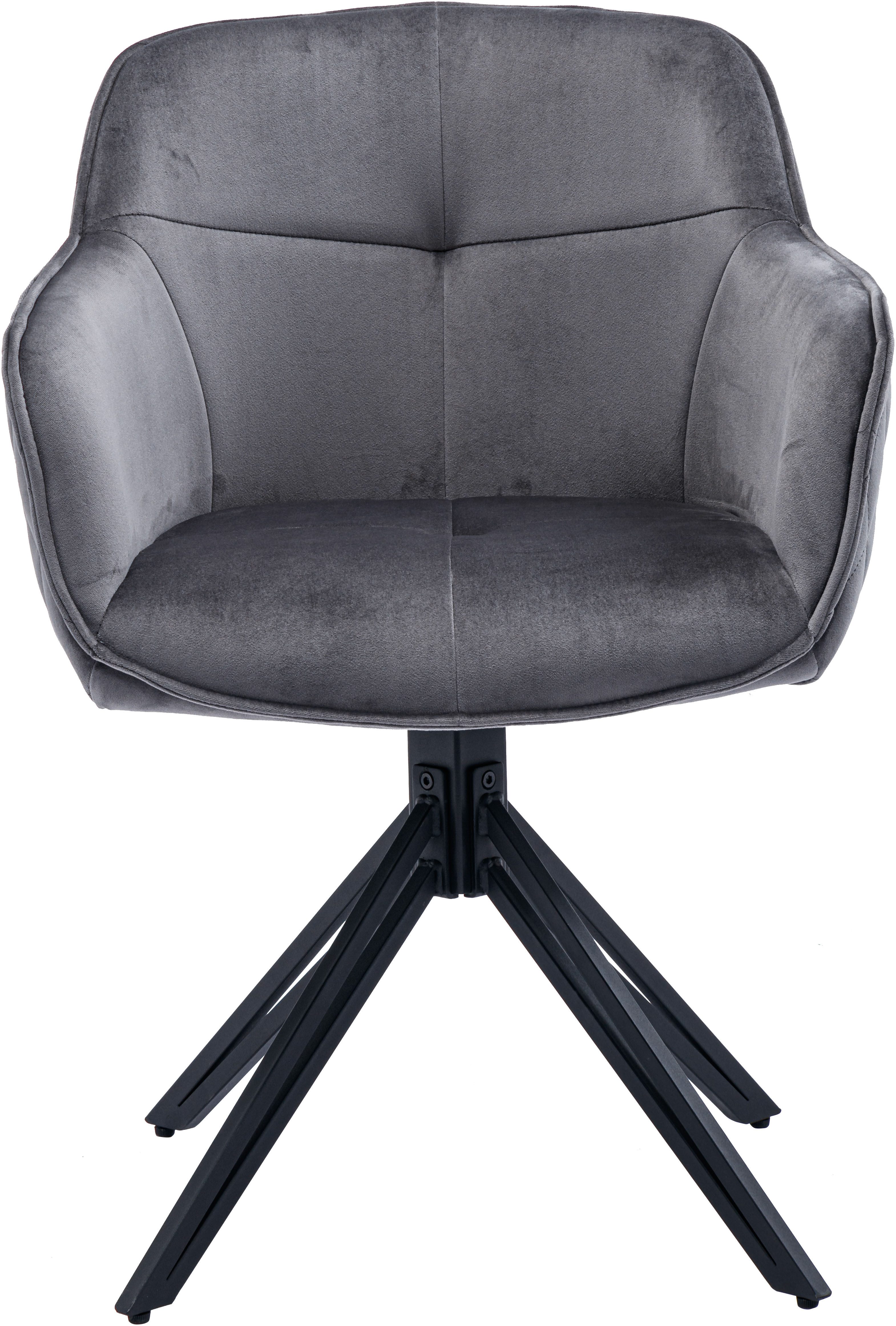 OTTO Stolkom Stoel met armleuningen EMMA 180 graden draaibaar met auto-return (set, 2 stuks) 4 poot stoelen grijs