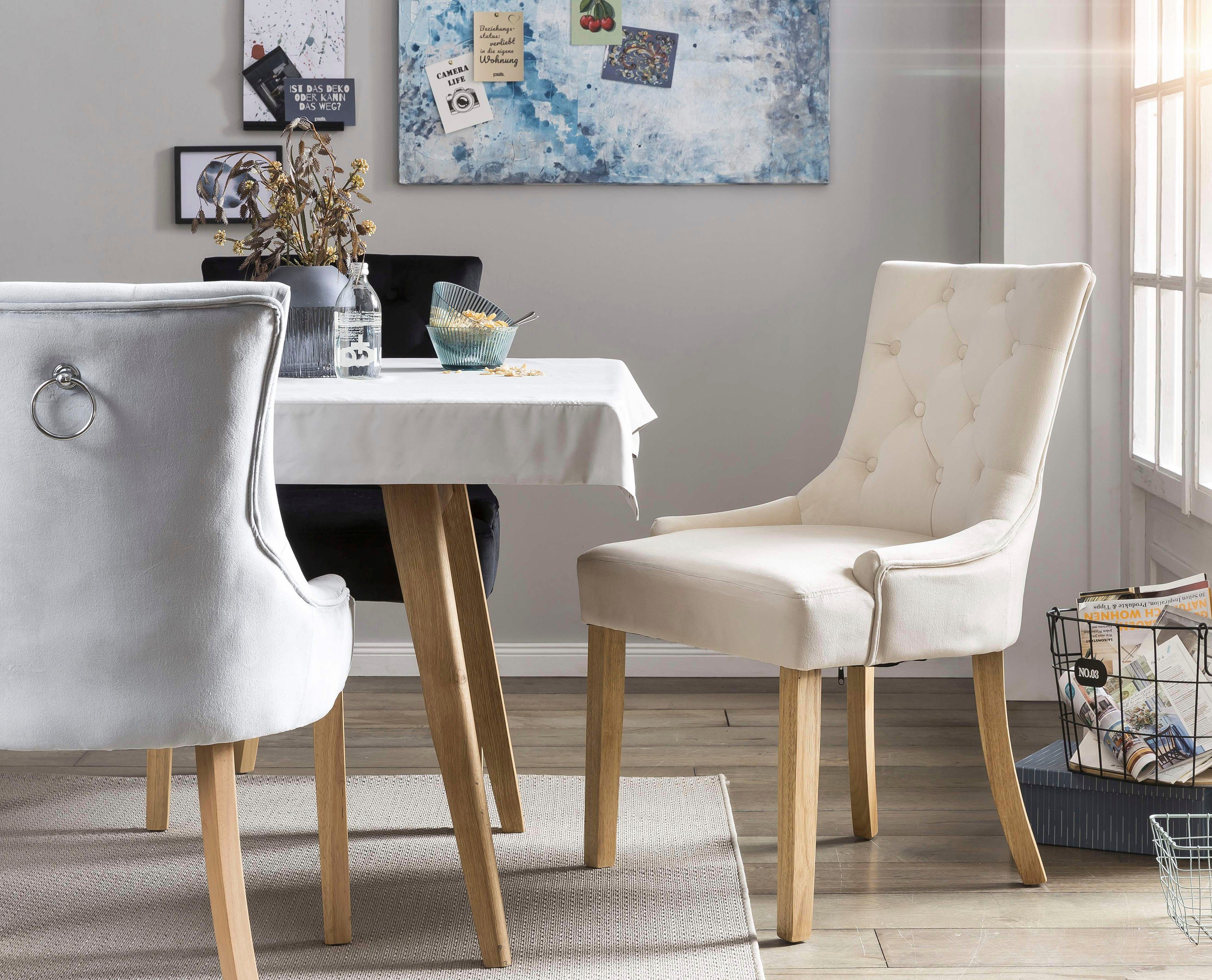 Leonique Stoel met 4 poten Doncaster met knoopsluiting op de rug (set, 2 stuks)