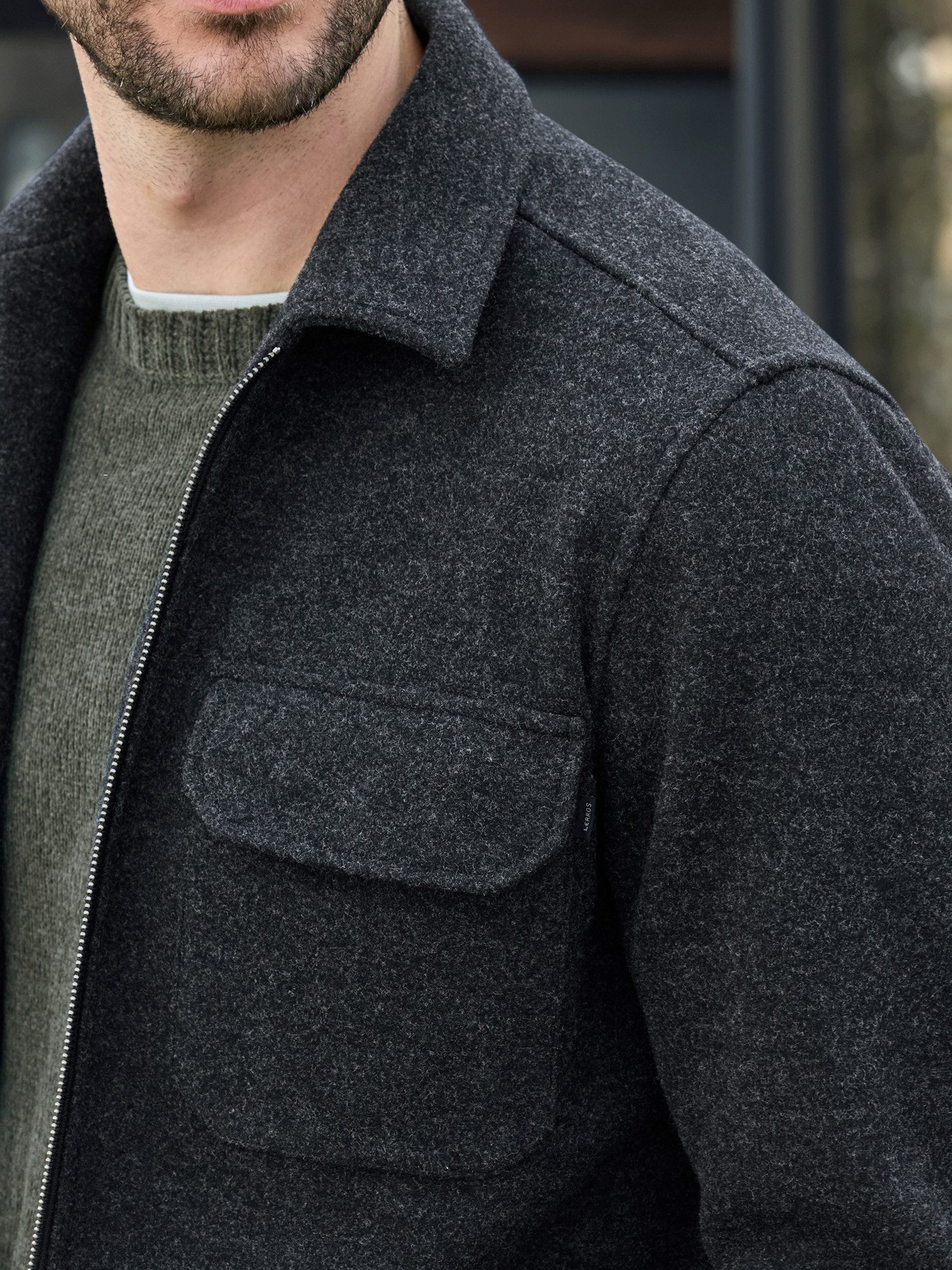Lerros Overhemd met lange mouwen LERROS Heren Overshirt in urban Style