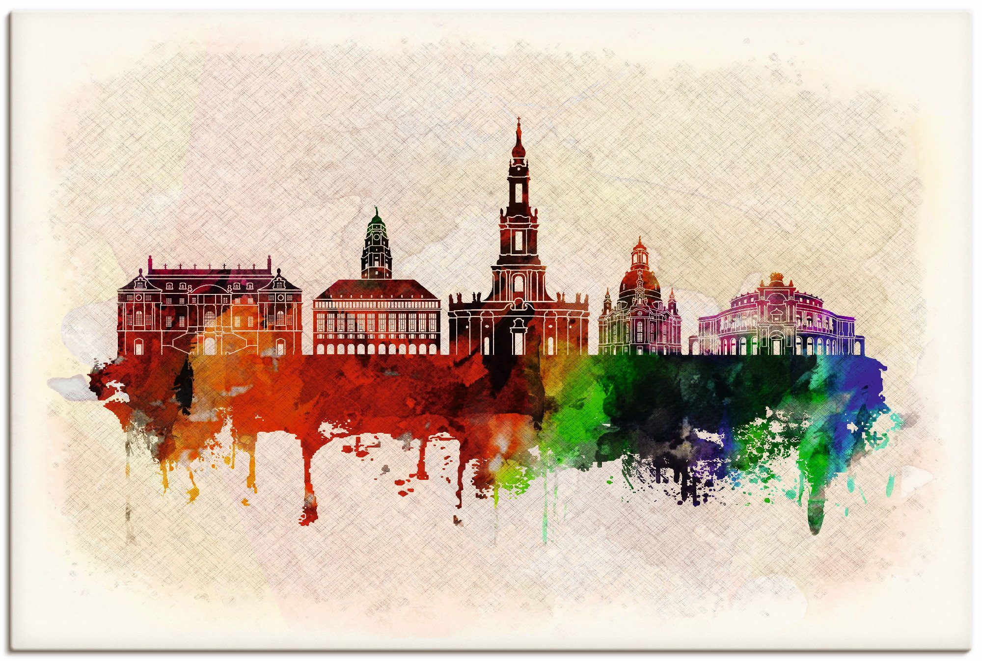 Artland Artprint op linnen Dresden Duitsland skyline