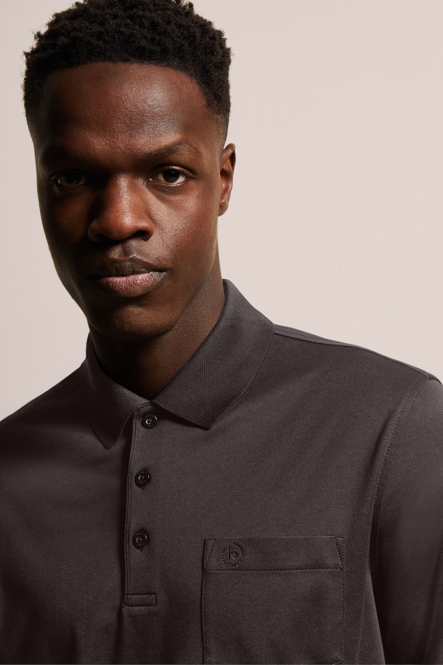Bugatti Poloshirt met lange mouwen met fijne tweekleurige structuuruitstraling