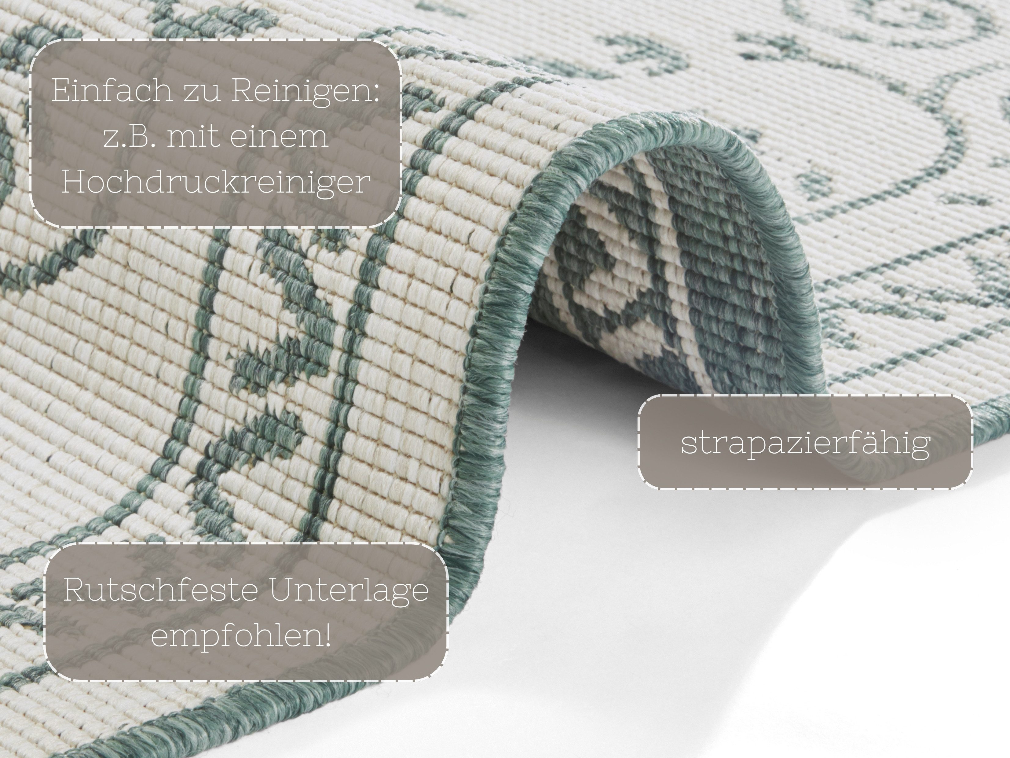 NORTHRUGS Vloerkleed LEYTE tweezijdig te gebruiken kleed In- & outdoor, vloerkleed, vintage, weerbestendig, balkon, tuin, woonkamer