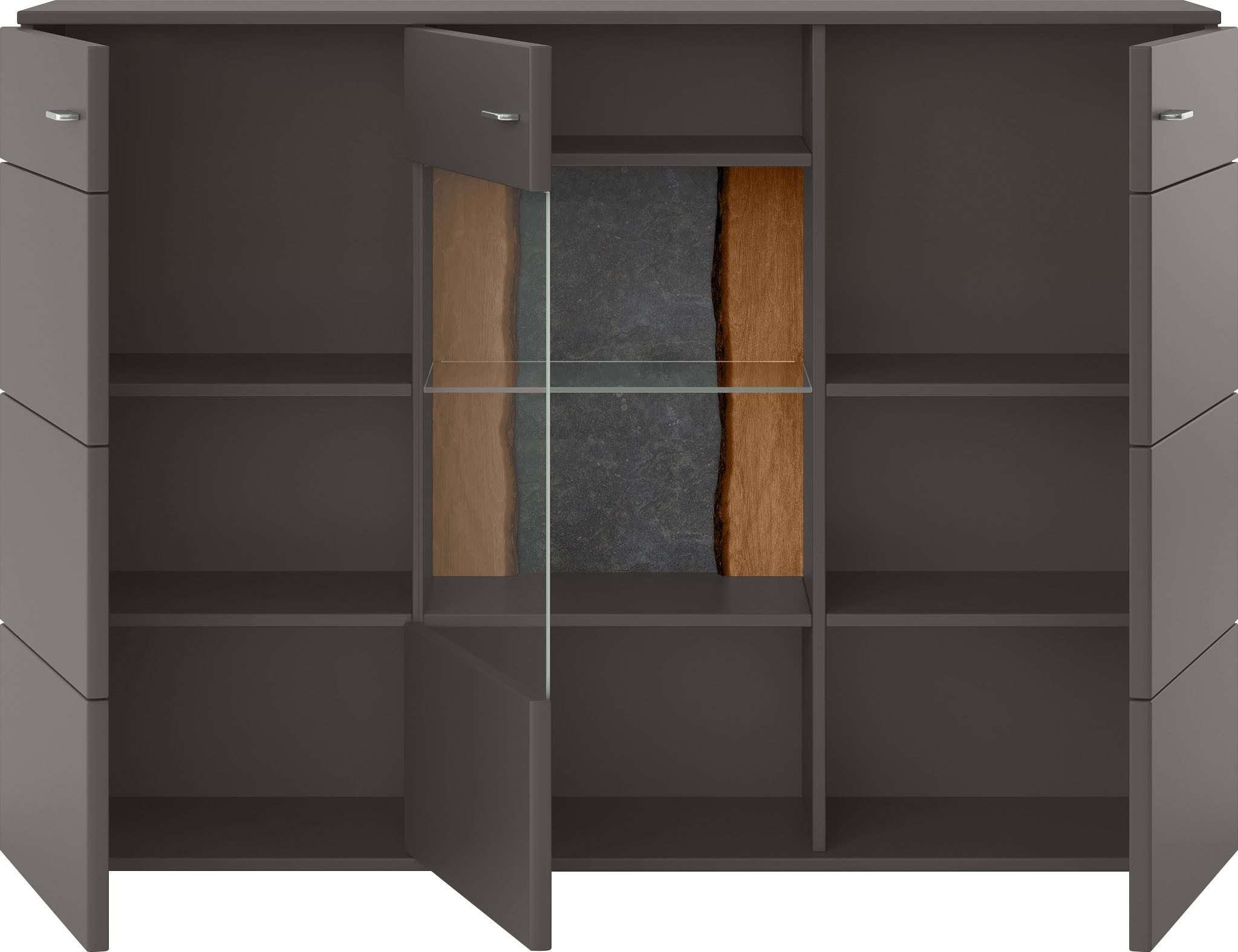 set one by Musterring Highboard Tacoma Type 52, breedte 180 cm, met getinte glasdeur