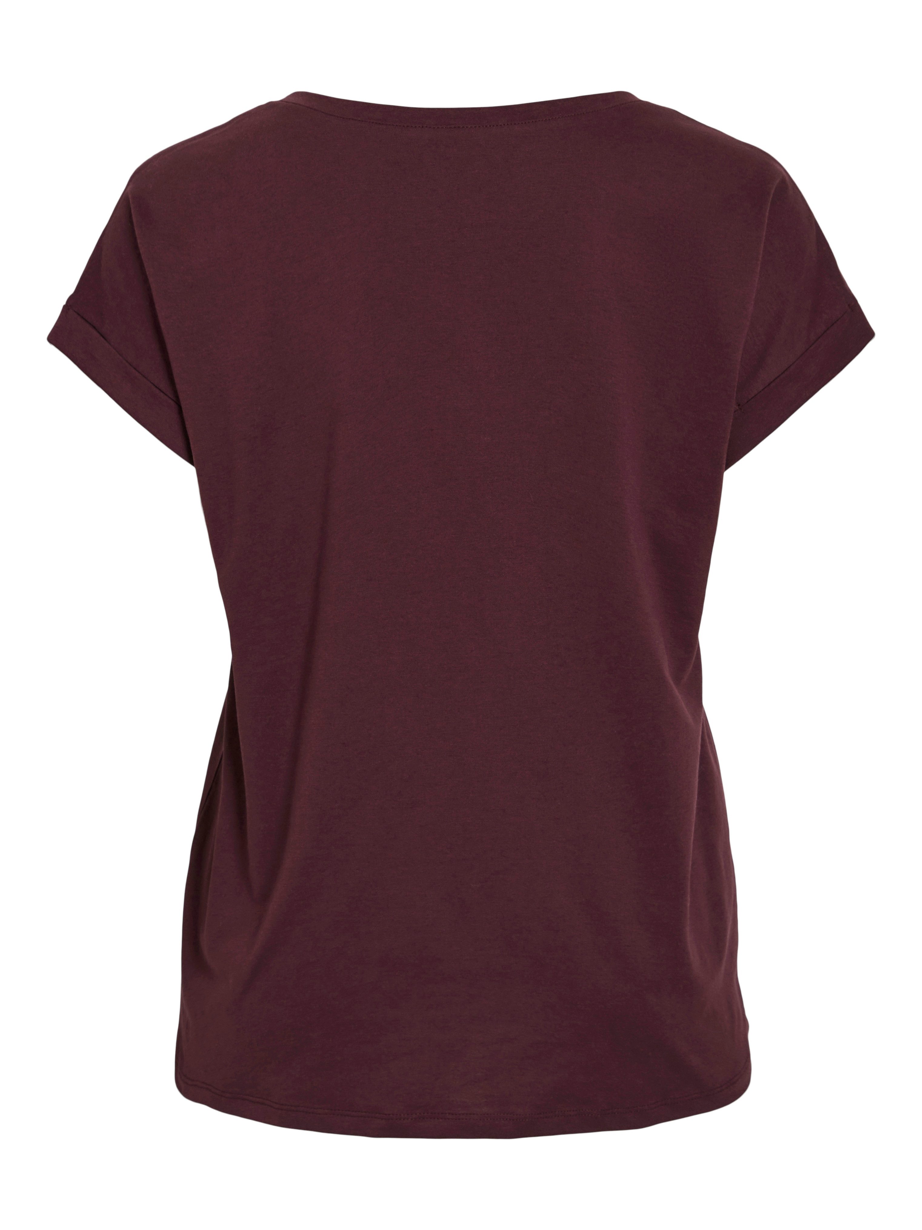 Vila Shirt met ronde hals VIDREAMERS NEW PURE T-SHIRT/SU-NOOS Basic dames T-shirt met ronde hals en omgeslagen mouwen