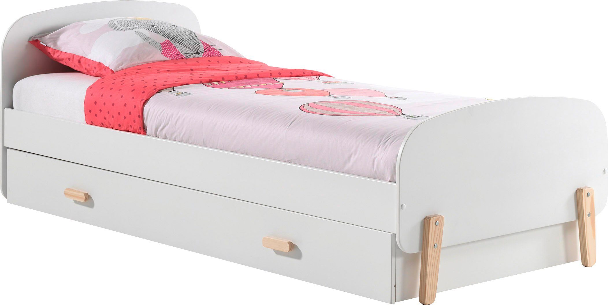 Vipack 1-persoonsledikant Ligoppervlak 90x200 cm met lattenbodem en onderbedlade, wit gelakt eenpersoonsbedden wit