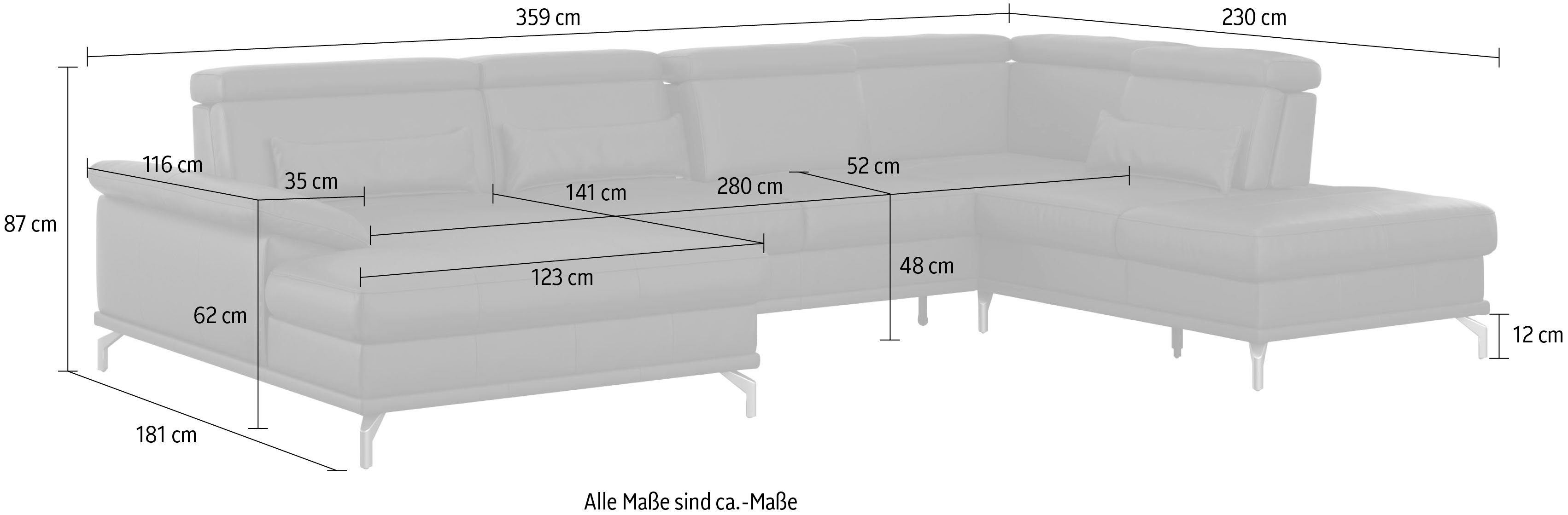 sit&more Zithoek Cabrio U-vorm, met zitdiepteverstelling, arm- en hoofdsteunverstelling