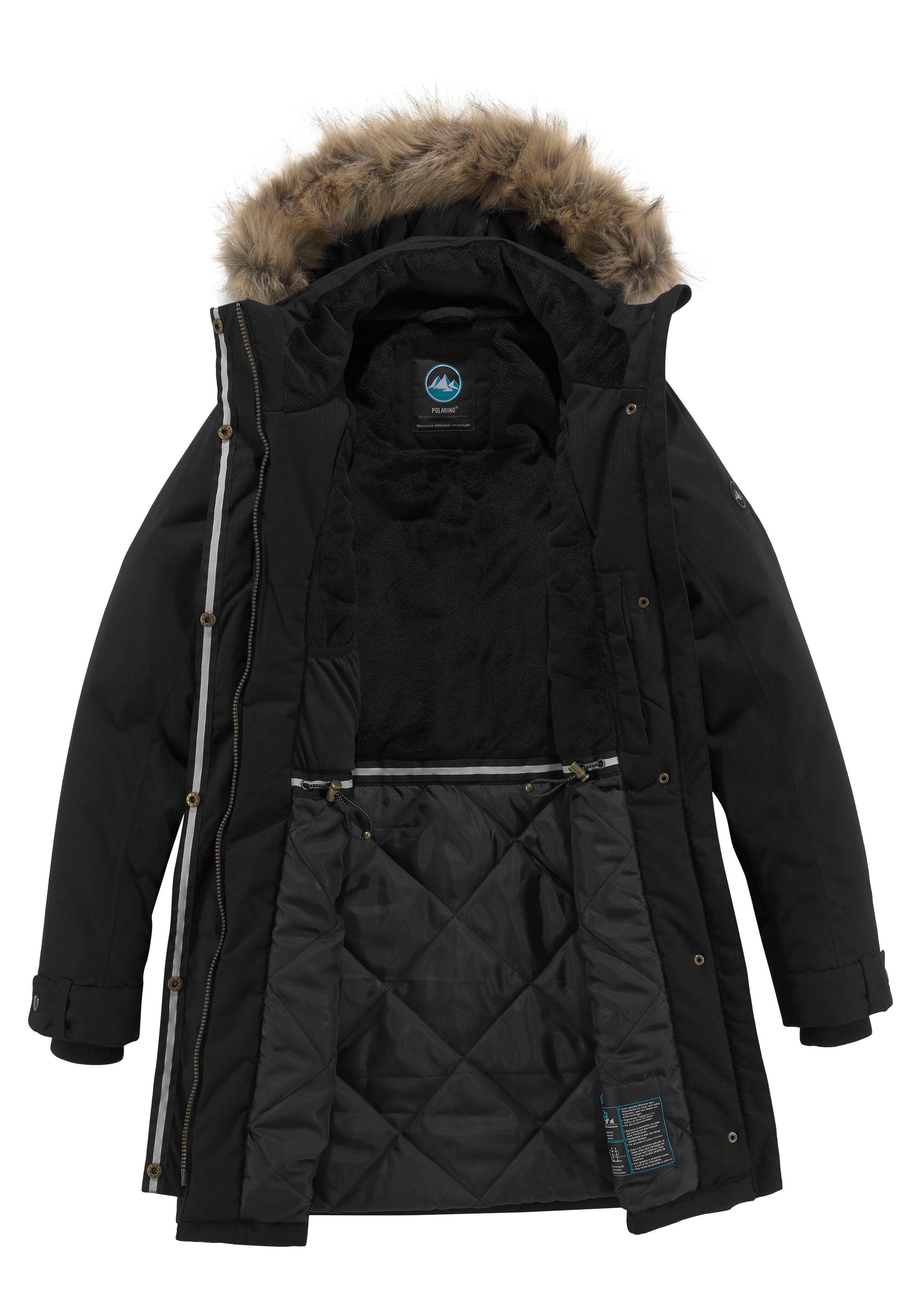 Polarino Functionele parka Ademend, winddicht en waterdicht. Warm gewatteerd.