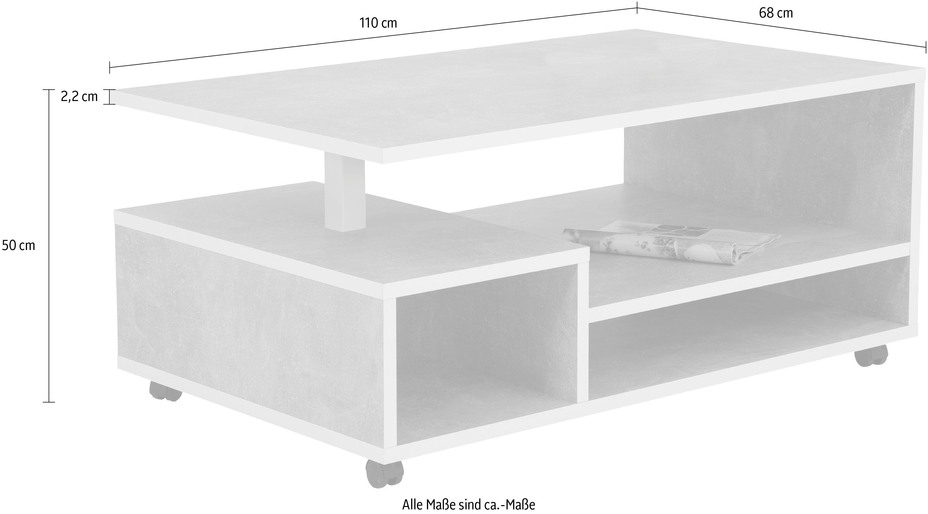 HELA Salontafel op wieltjes, industrial design