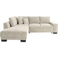 mr. couch hoekbank wenen ottomane aan beide kanten te monteren, naar keuze met koudschuim (140 kg belasting-zitting), met slaapfunctie en bedkist, vrij plaatsbaar beige