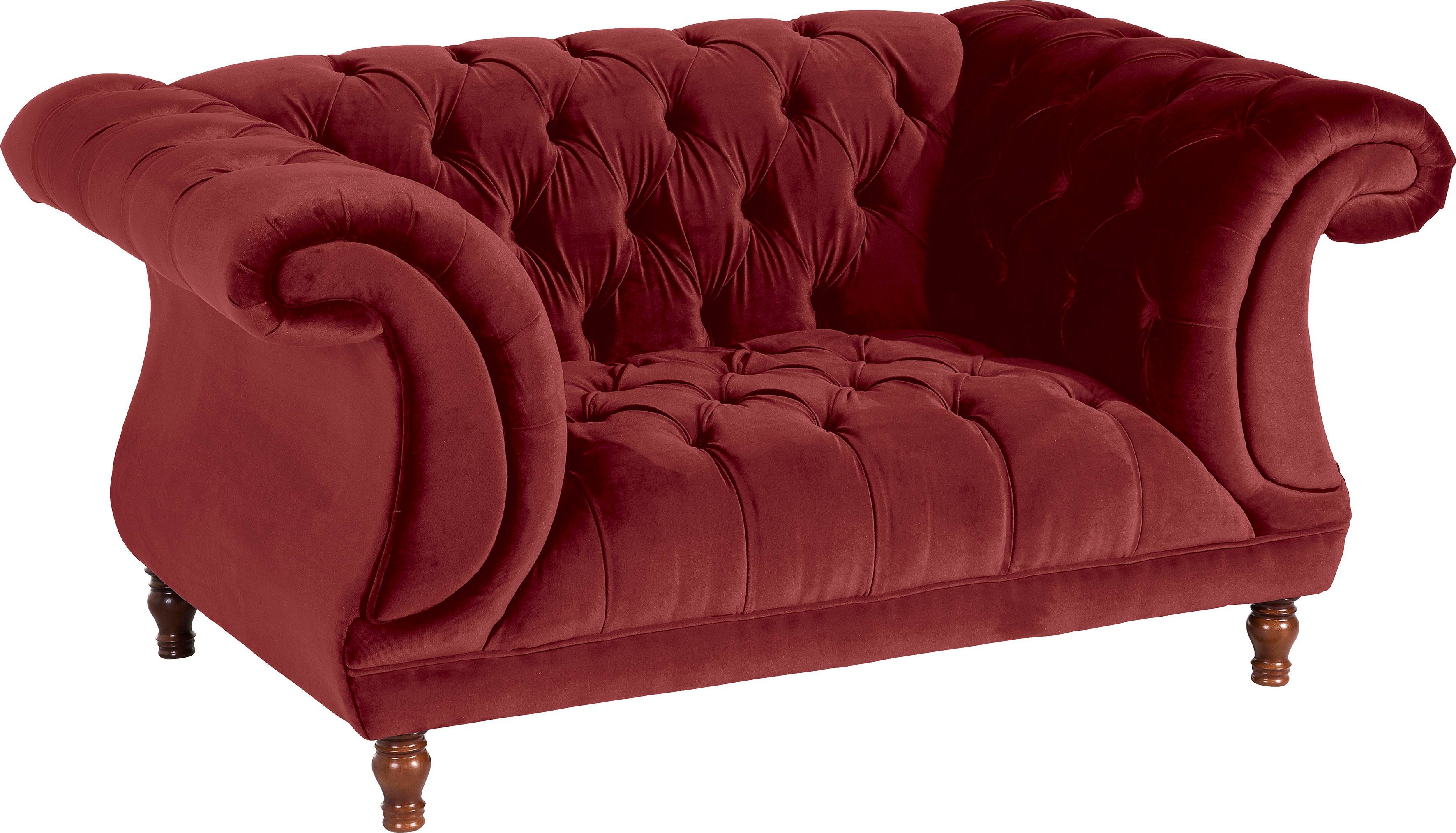 Max Winzer® Loveseat Isabelle, loungestoel Capitonnage & gedraaide poten in beuken notenkleur, breedte 167 cm