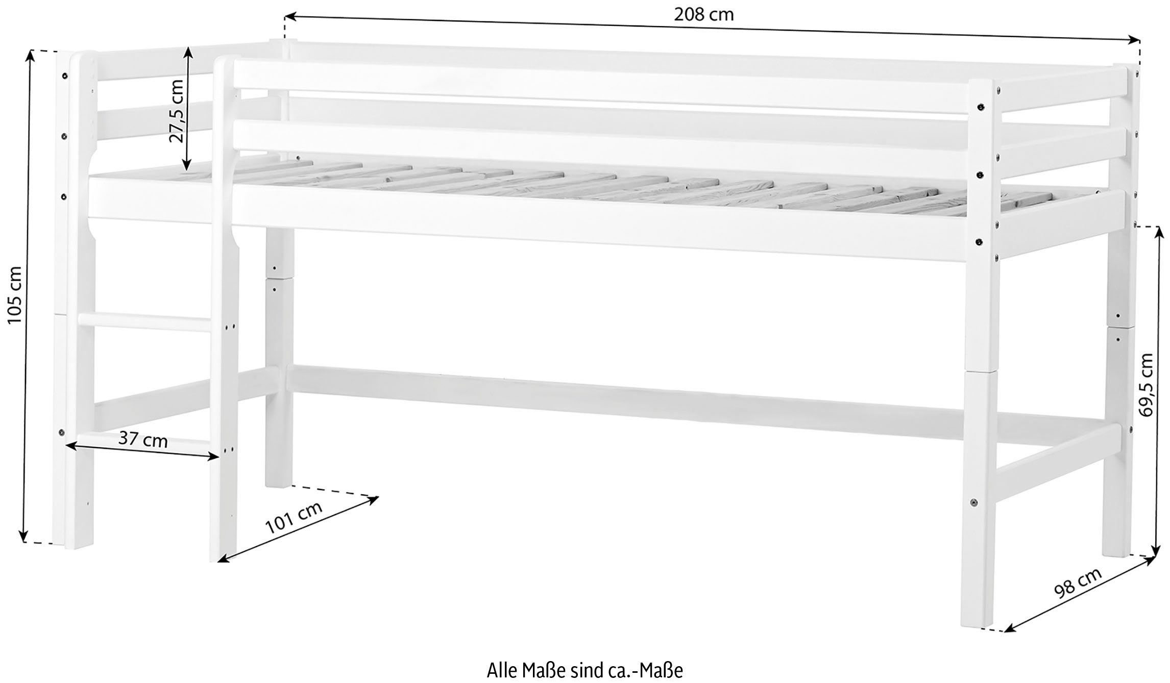 Hoppekids Hoogslaper ECO Dream MY COLOR 90x200, om te bouwen tot een eenpersoonsbed, 4 kleuren (set)