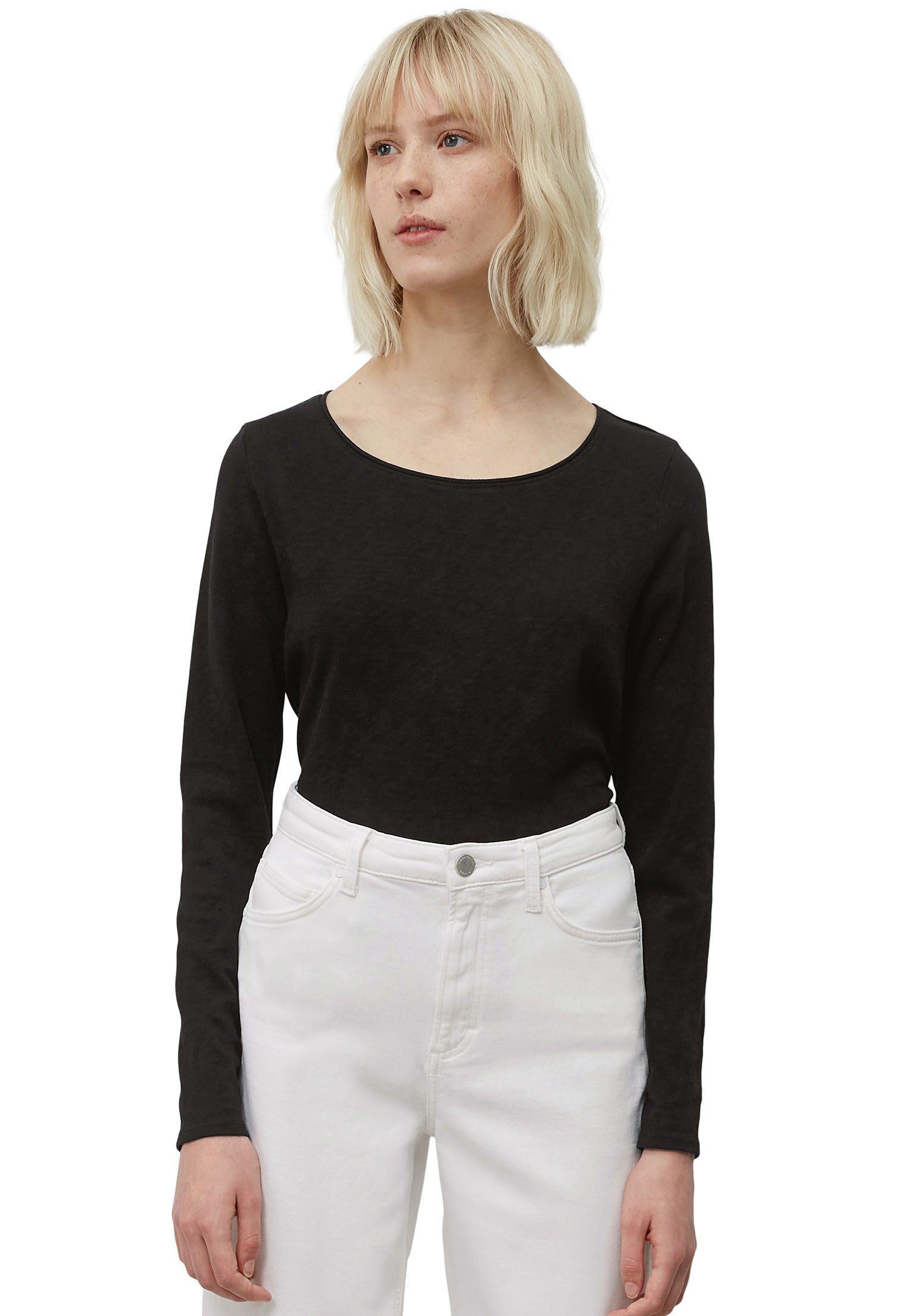 Marc O'Polo DENIM Shirt met lange mouwen als leuke basic met lange mouwen dames longsleeves maat M zwart